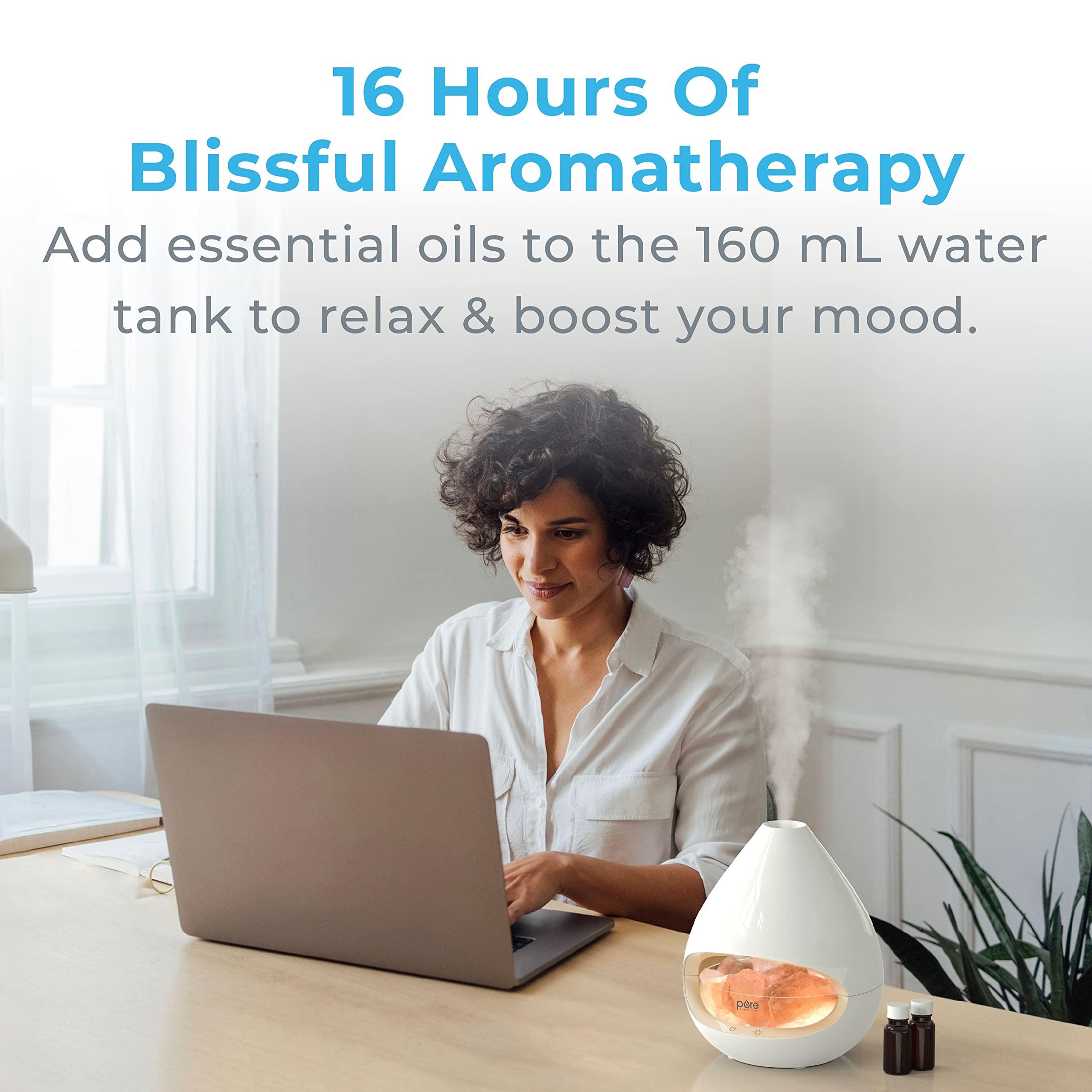 Pure Enrichment Pure Enrichment PureGlow Crystal - 2-in-1 Himalayan Salt Lamp & Ultrasonic Essential Oil Diffuser, Original Salt Therapy Lamp, 100% Pure Himalayan Salt, Ambient Glow, 160 mL 16-Hour Tank (White)