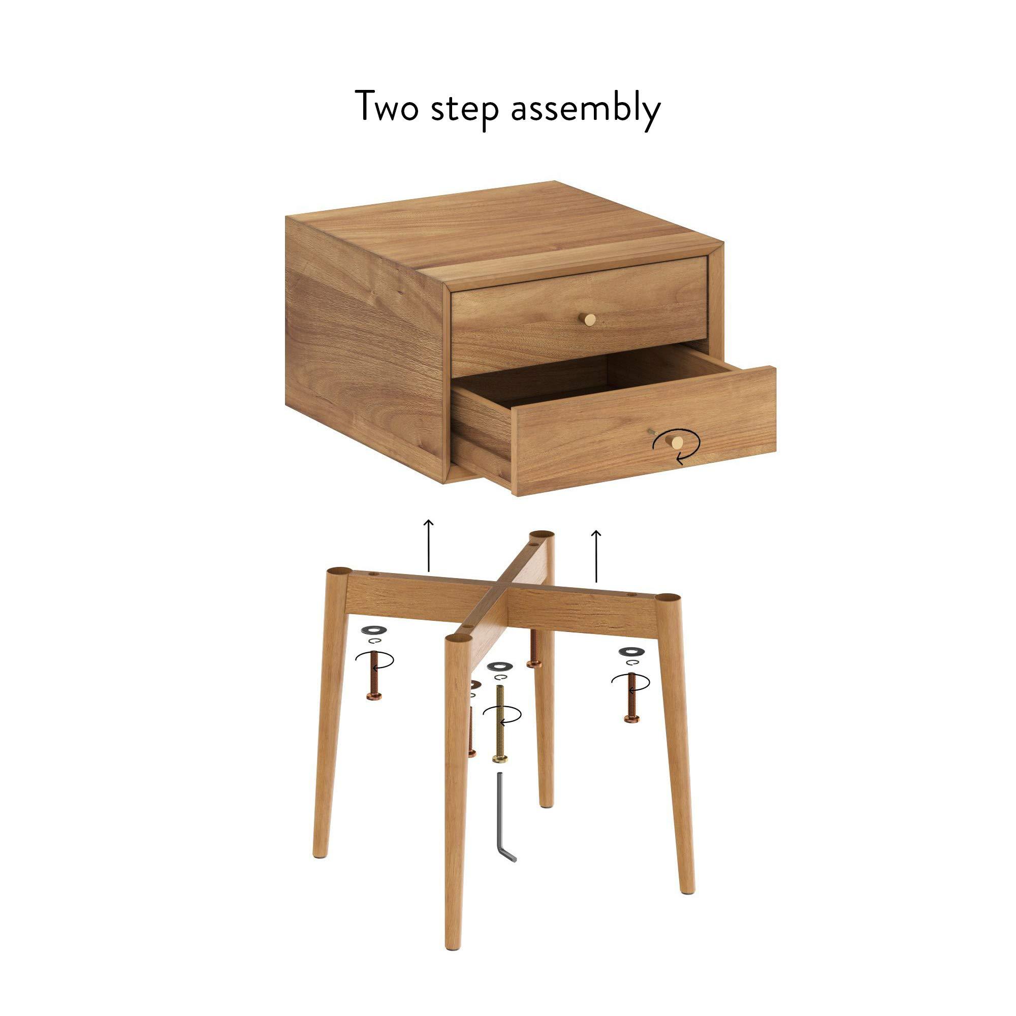 Nathan James Nathan James 32704 Harper Mid-Century Oak Wood Nightstand with 2-Drawers, Small Side End Table with Storage, Brown