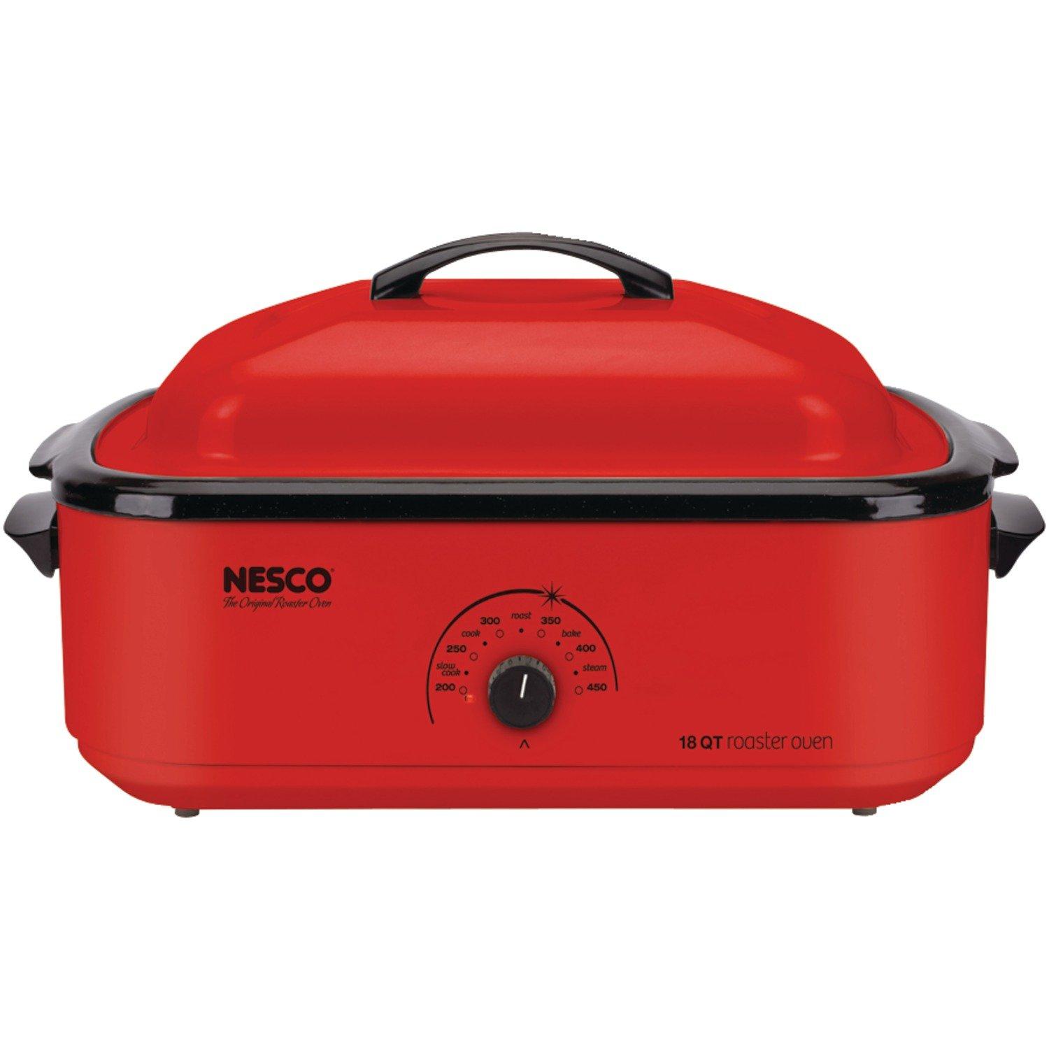 Nesco NESCO 4818-12, Classic Roaster Oven with Porcelain Cookwell, Red, 18 quart, 1425 watts