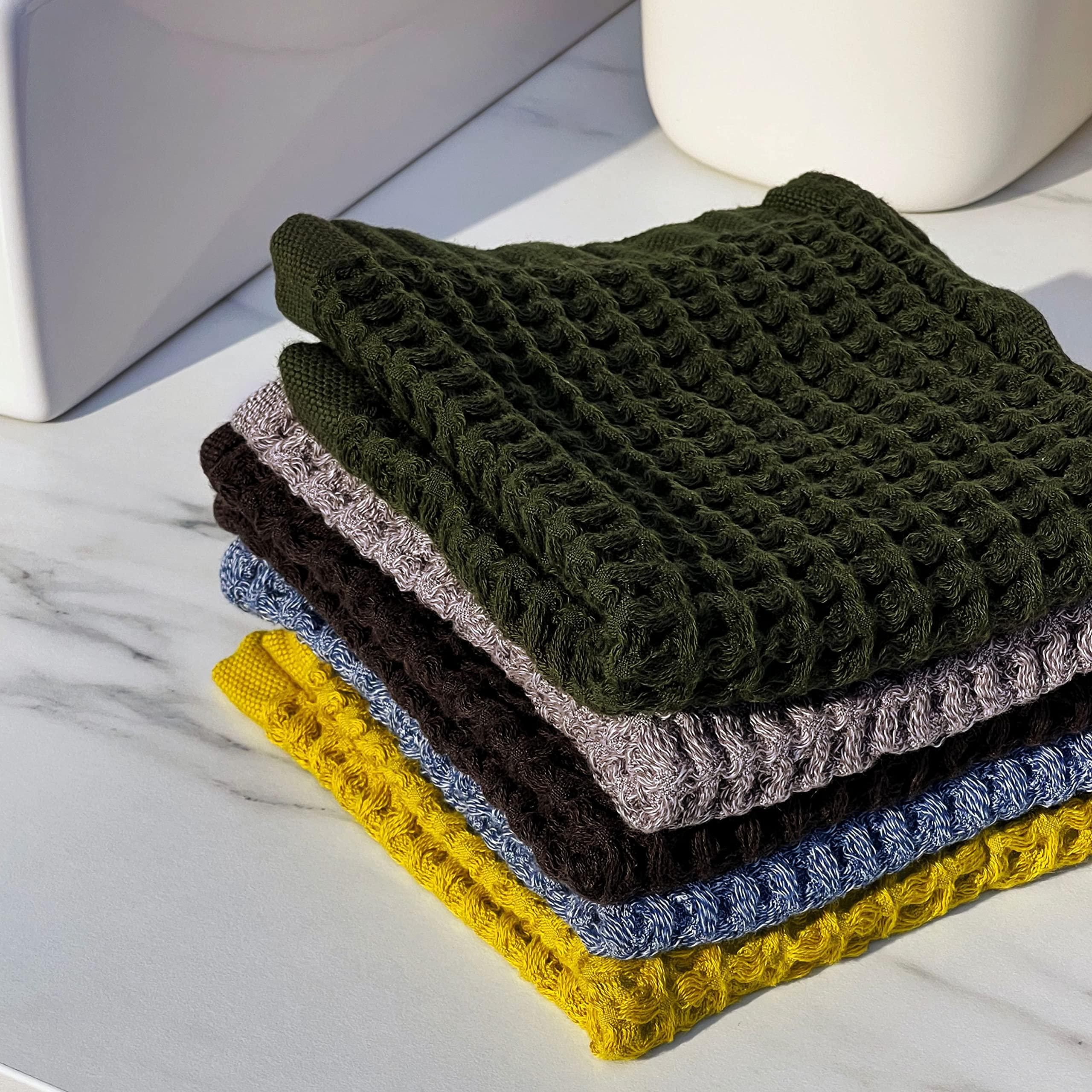 ONSEN ONSEN Premium Face Towel - Waffle Weave - 100% Supima Cotton - 12\" x 12\" - Ultra-Soft - Fast Absorbing & Quick Drying - Bathroom, Kitchen, Shower, Hotel, Spa, Travel, & Gym - Wash Cloth - White