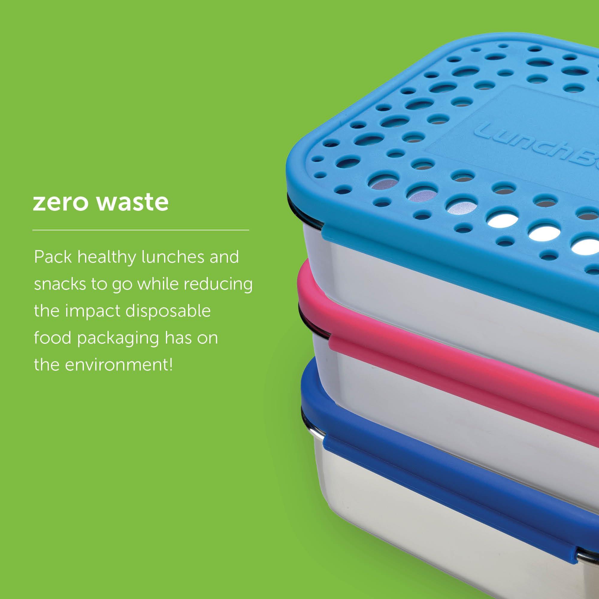 LunchBots LunchBots Large Trio Stainless Steel Lunch Container -Three Section Design for Sandwich and Two Sides - Metal Bento Lunch Box - Eco-Friendly - Stainless Lid - Aqua Dots