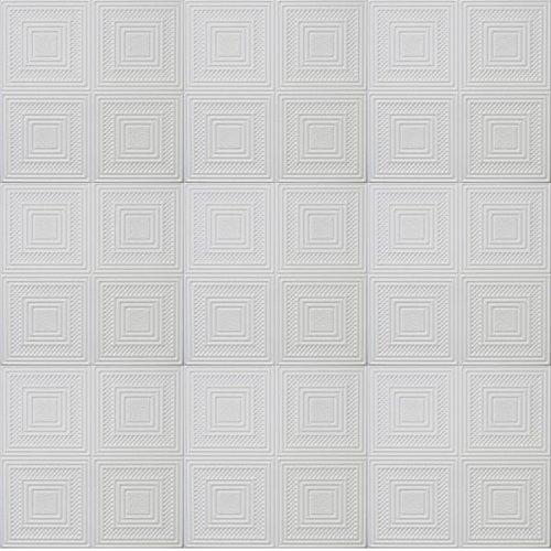 Euro-Deco Ceilings, Inc. Decorative Styrofoam Glue Up Ceiling Tile R11W 20 x 20 Tin Look White