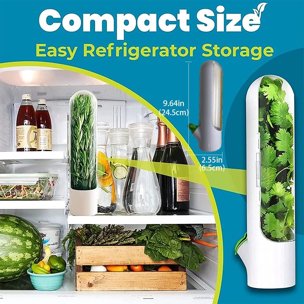 Spacebuyer Herb Saver Best Keeper for Freshest Produce Lasting Refrigerator Herb Keeper Containers Clear Herb Savor Pod Herb Storage Container for Cilantro Mint Parsley Asparagus (2PC)
