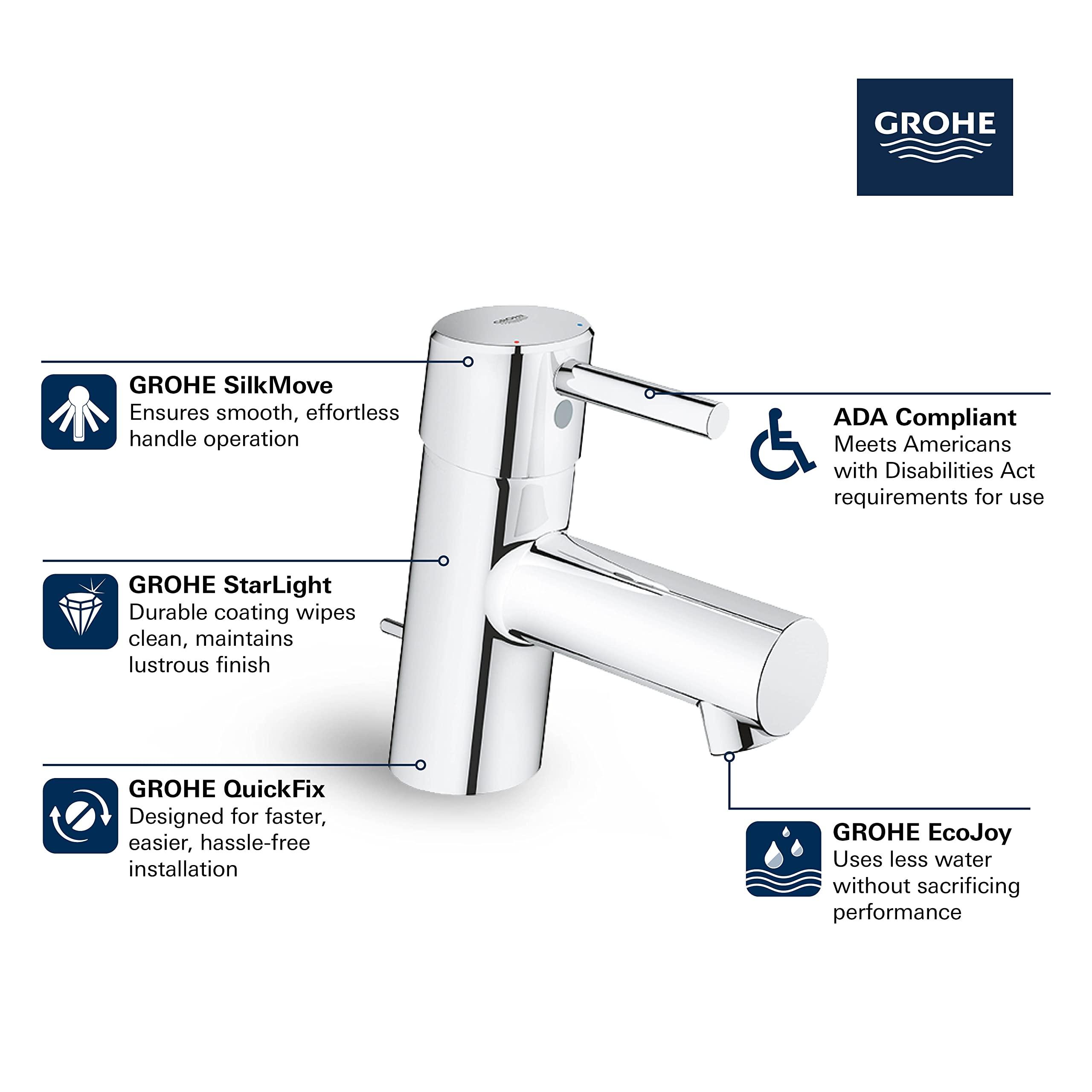 GROHE GROHE 34702001 Concetto, Single Hole Single-Handle XS-Size Bathroom Faucet 1.2 GPM, Chrome