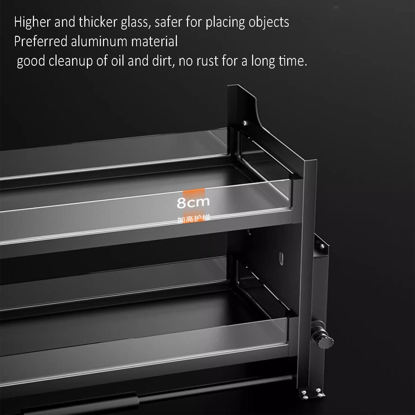 EMYJAY EMYJAY Cabinet Pull Down Shelving System, Kitchen Cabinet Pull Down Shelf Upper Kitchen Cabinet Storage Pull Down Shelf for Kitchen Bar Cafe Storage (Color : Black, Size : 700)