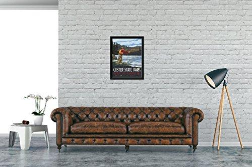 Northwest Art Mall Custer State Park South Dakota Fly Fisherman Stream Hills Professionally Framed Art Print from Travel Artwork by Artist Paul A. Lanquist Framed Art Size: 20\" x 26\"