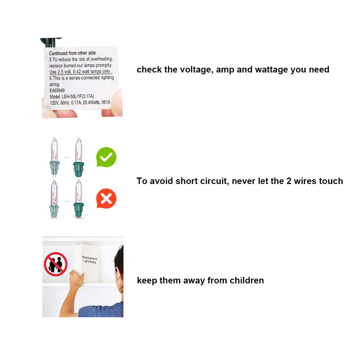 Blue_Stone Christmas Replacement Mini Light Bulbs 2.5 V 0.17 A Clear Glass Bulbs for Christmas Trees Incandescent Lights | 150 Pcs