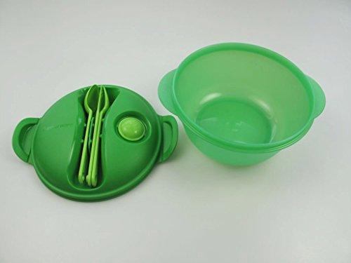 Tupper Tupperware Hot Food On the Go Container 6.25 Cup with Cutlery Green