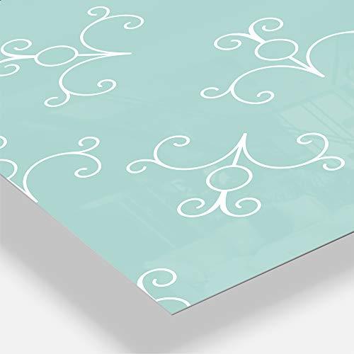 DesignQ DesignQ Mid-Century Modern Wall Clock 'Turquoise Minimal Ornament' Blue Round Wall Clock for Living Room Decor