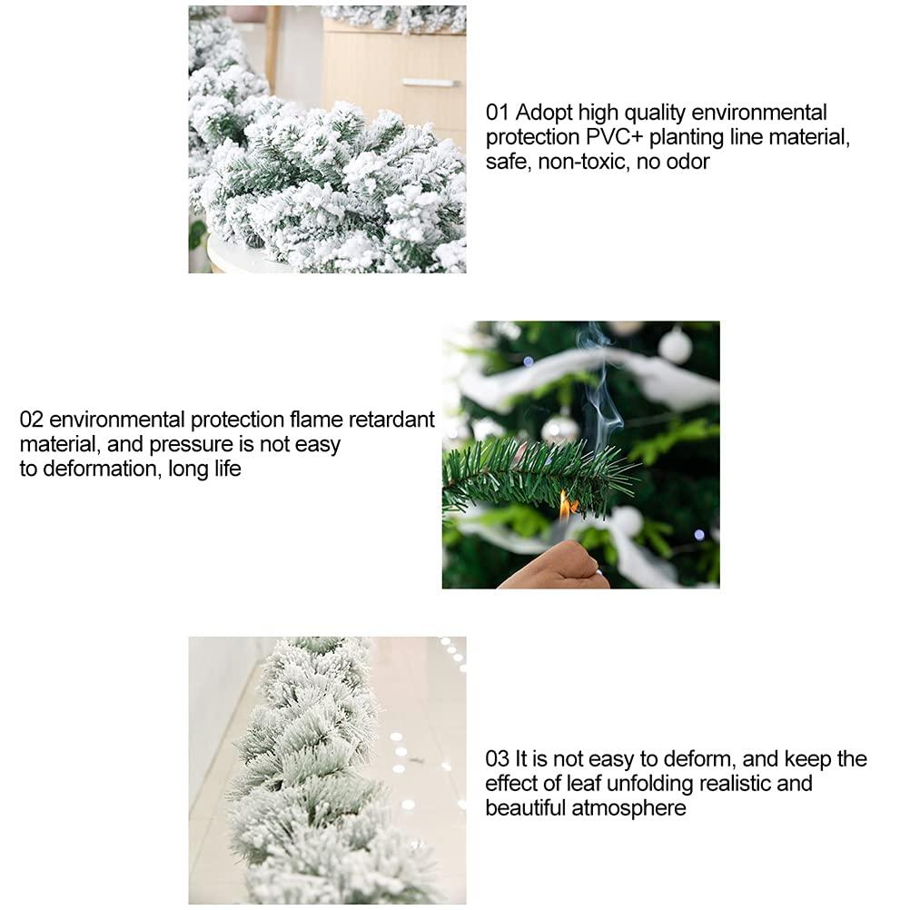 Hzemci Hzemci 9Ft Christmas Fireplace Garland Flocked Fir Christmas Garland Christmas Decorations for Xmas Tree Stairs Fireplaces Wall Door