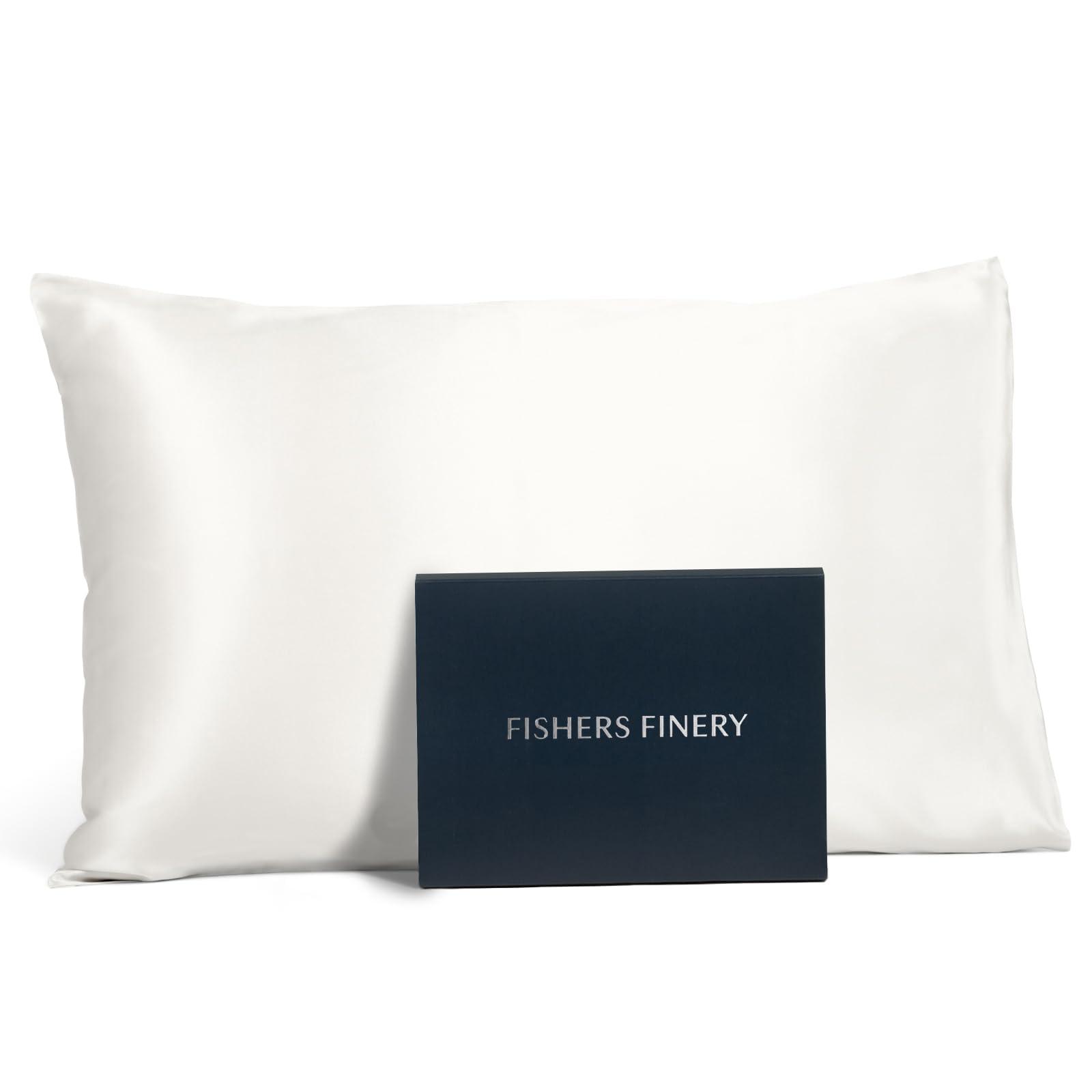 Fishers Finery Fishers Finery 19mm 100% Pure Mulberry Silk Pillowcase, Good Housekeeping Quality Tested (White, K)