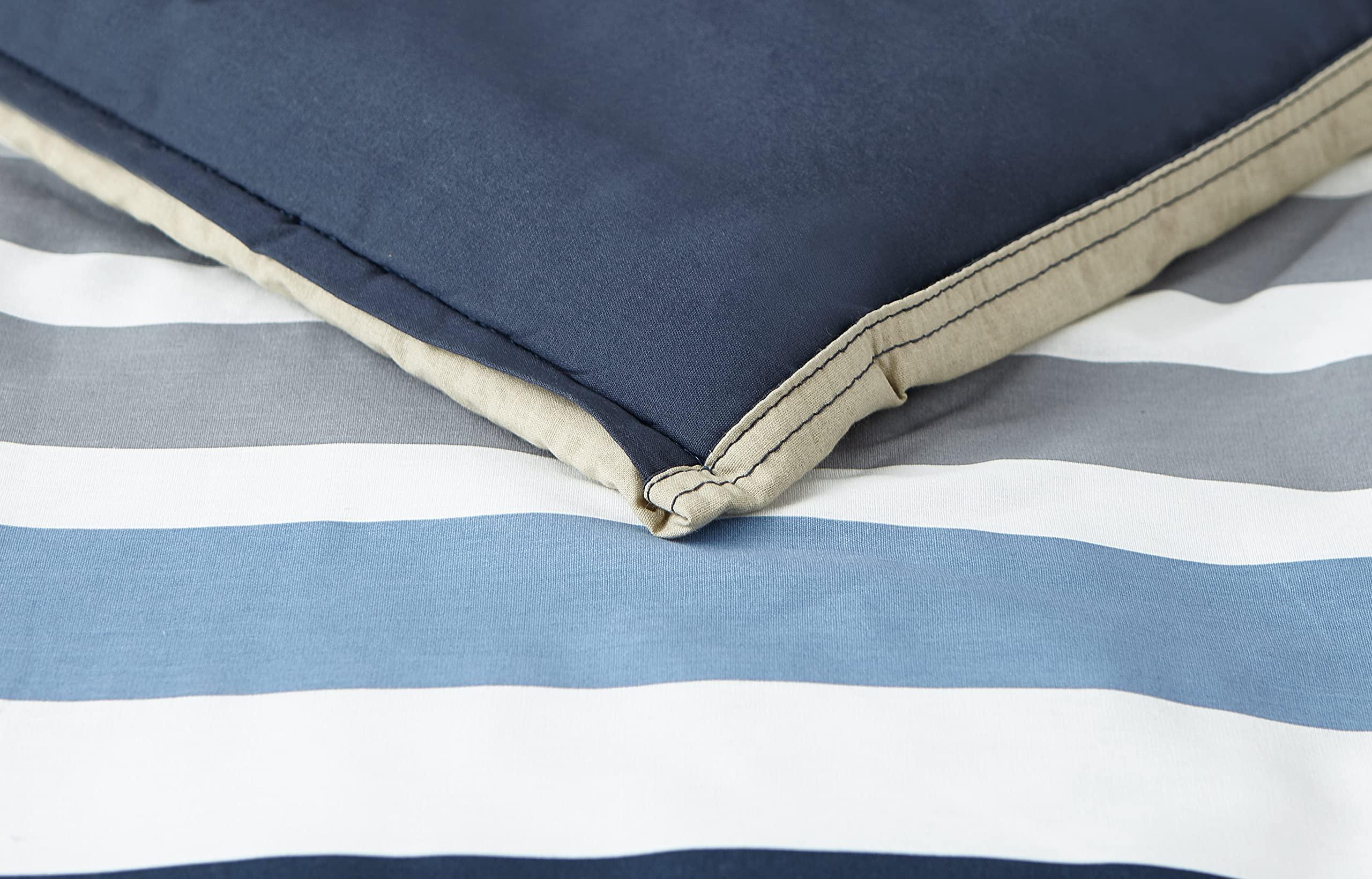 Nautica Nautica - Queen Duvet Cover Set, Cotton Reversible Bedding with Button Closure, Stylish Home Decor (Bradford Navy/Khaki, Queen)