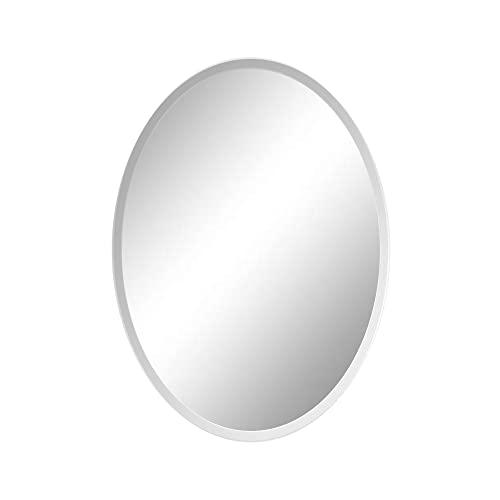 Fab Glass and Mirror Fab Glass and Mirror Beveled Polished Frameless Wall Mirror with Hooks, 24" x 48", Silver