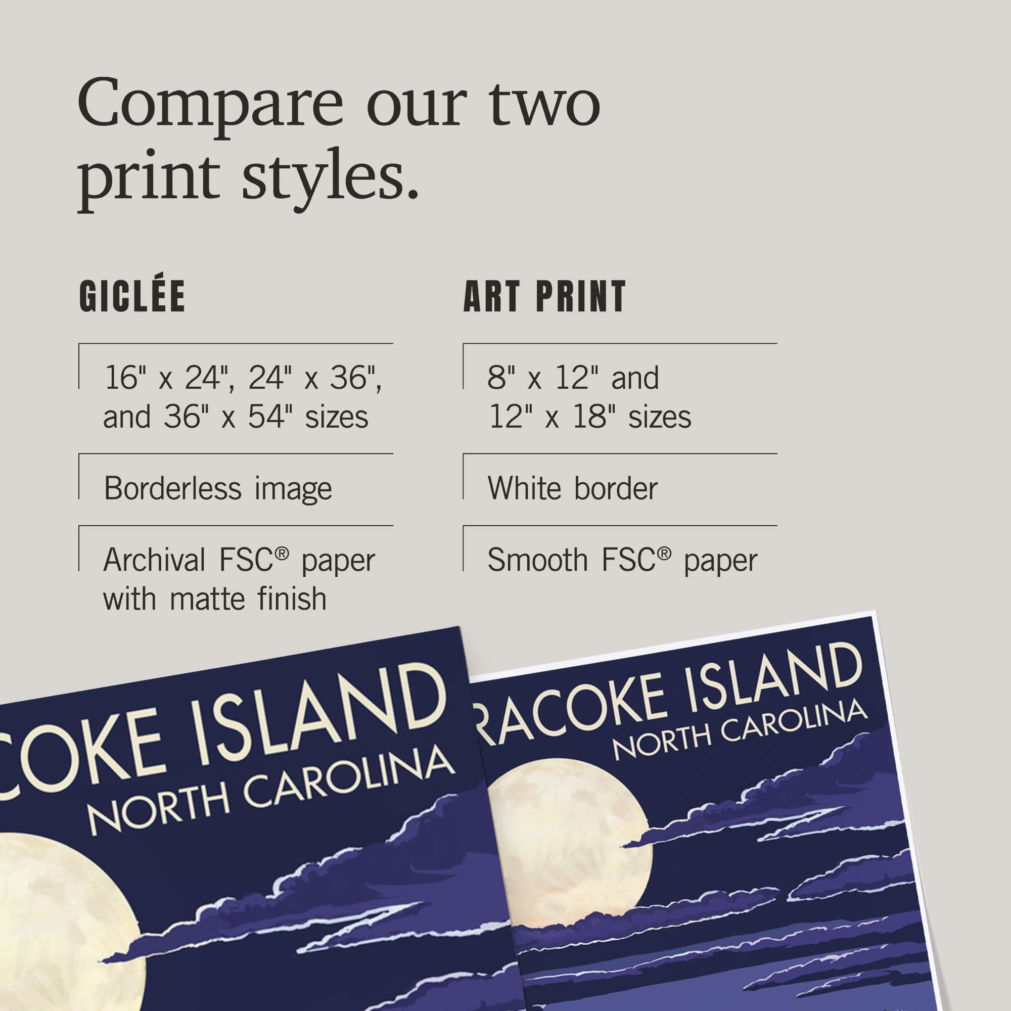 Lantern Press Lantern Press 24x36 Inch Giclee Art Print Wall Decor, Ocracoke, North Carolina, Sea Turtles Hatching