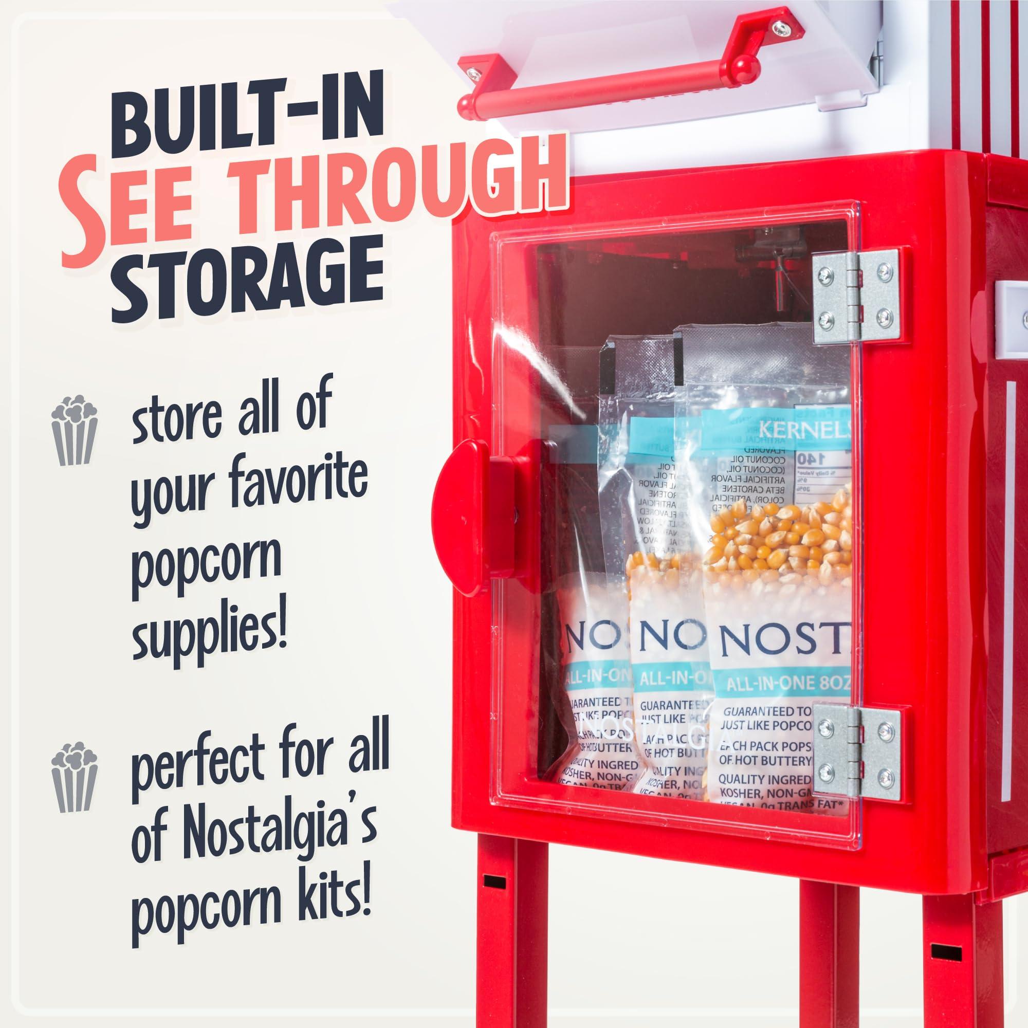 Nostalgia Nostalgia Popcorn Maker Machine - Professional Cart With 2.5 Oz Kettle Makes Up to 10 Cups - Vintage Popcorn Machine Movie Theater Style - Red & White