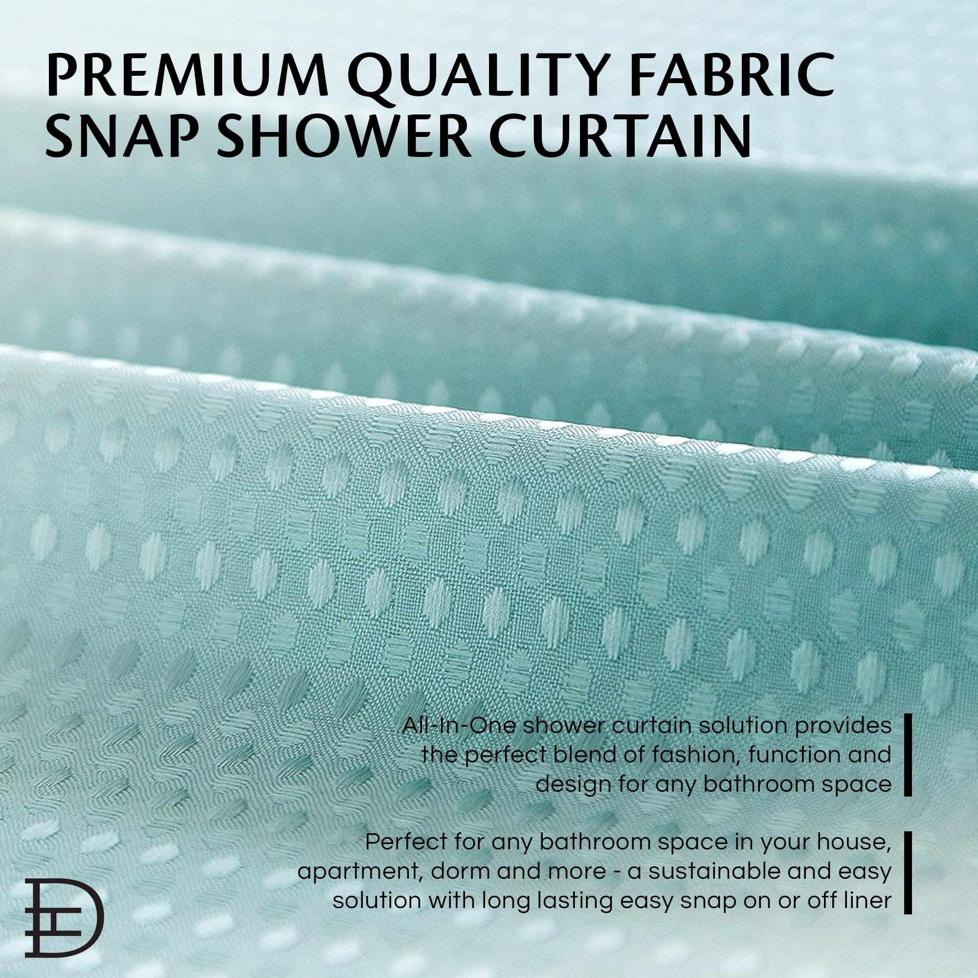 Dainty Home Waffle Weave Shower Curtain With Liner Sets - Modern Shower Curtain for Bathroom With Mesh Top Window - Premium Quality Fabric Snap Shower Curtain