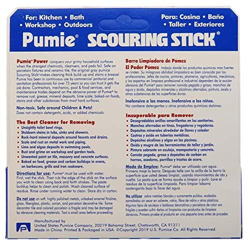 PUMIE U.S. Pumice 1001 Pumie Scouring Stick, Heavy Duty, HDW, Remove Stains, Hard Water Rings, Rust and Paint, Carbon Buildups, (6 Pack)