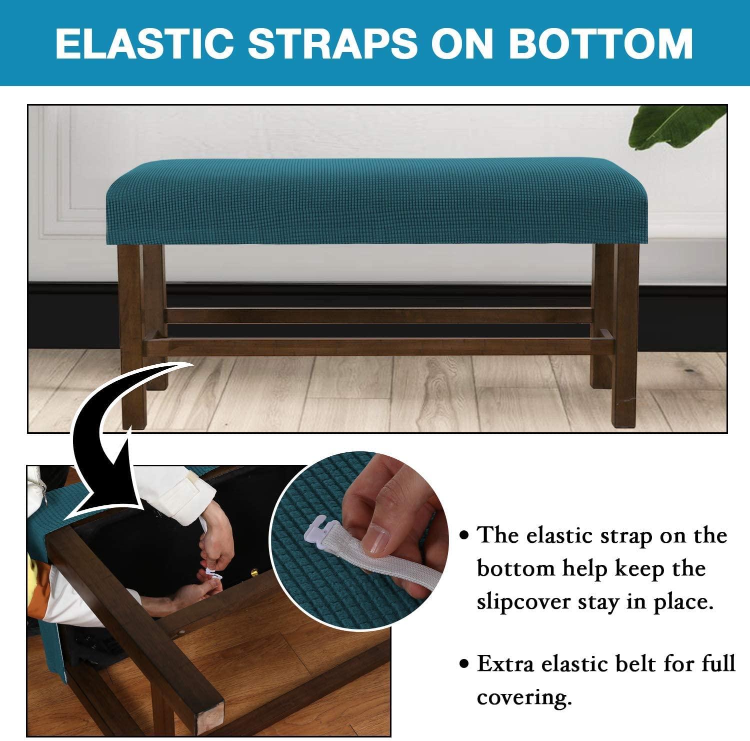 BRYER Bench Covers for Dining Room Kitchen Dinner Table, Removable Washable Bench Slipcover Seat Protector Cover for Cushion Chair Bedroom,Green,L