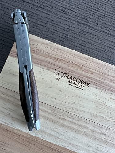 LAGUIOLE EN AUBRAC L Laguiole En Aubrac Sommelier Waiter\'s Corkscrew, Grapevine Wood Handle, Wine Opener With Foil Cutter & Bottle Opener, Stainless Steel Brushed Bolsters