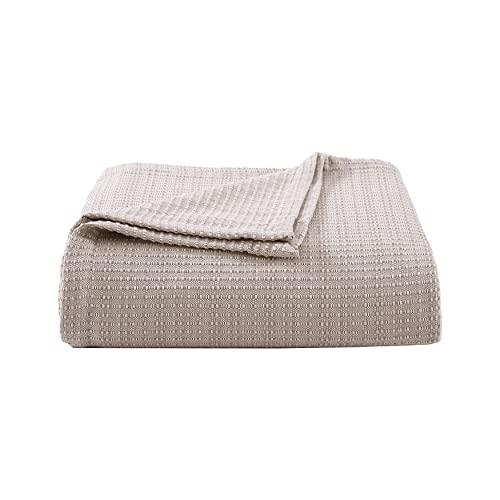Tommy Bahama Tommy Bahama - King Blanket, Soft Cotton Bedding, Medium Weight & All Season Home Decor (Bamboo Woven Natural Brown, King)