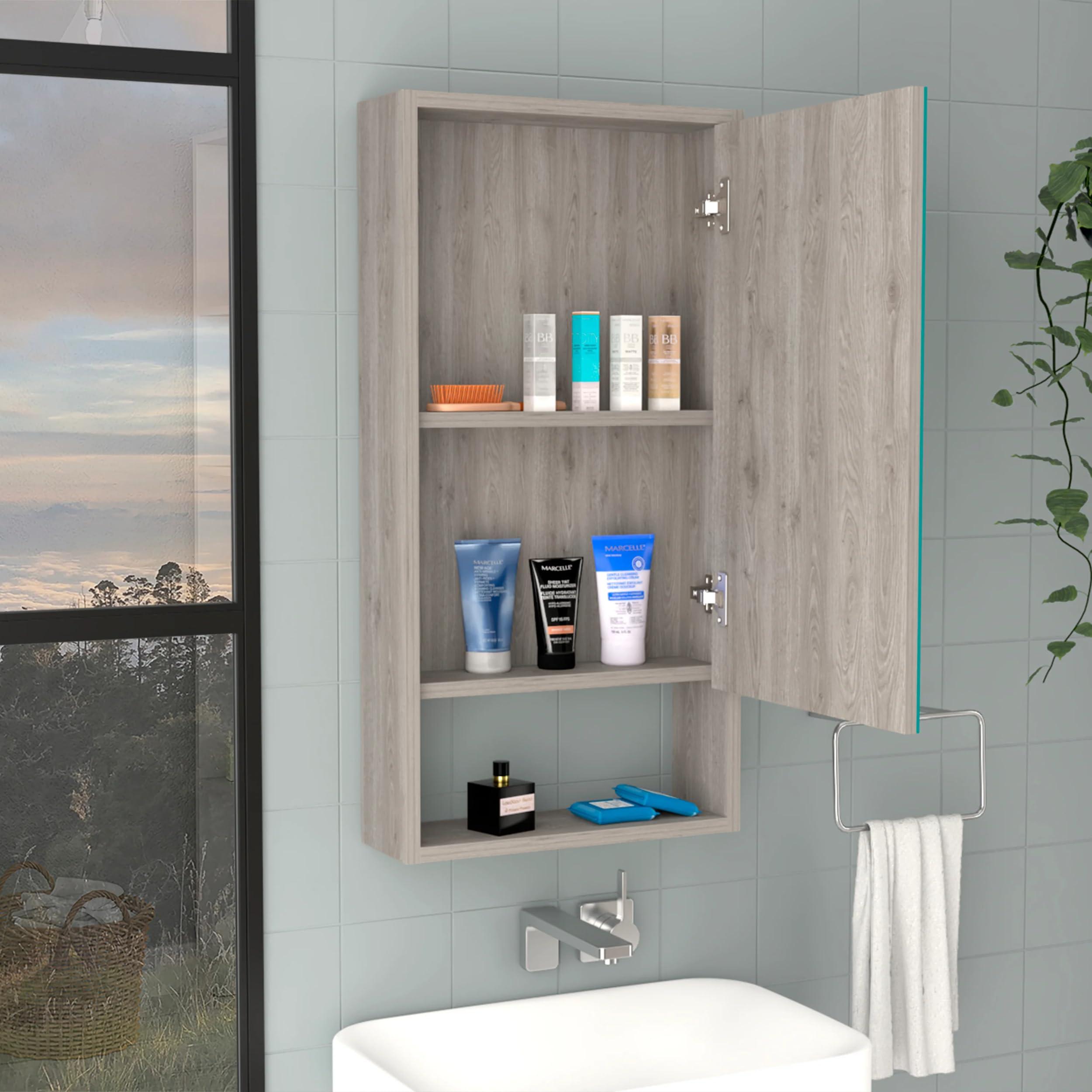 leoglint leoglint Medicine Cabinet Irvine, One External Shelf, Light Gray Finish
