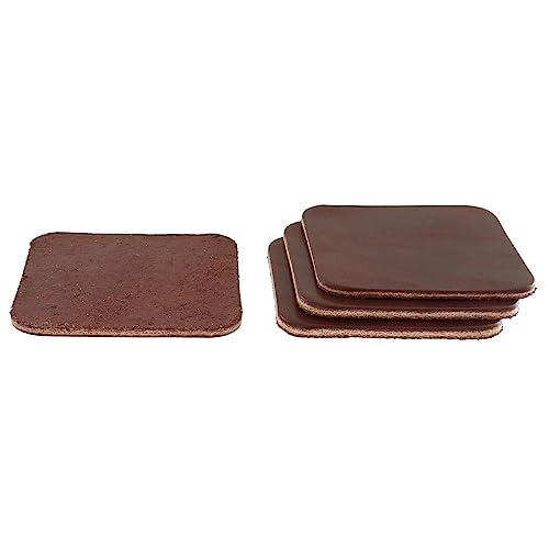 Buckleguy.com Leather Coasters, Wickett & Craig Traditional Harness, Square, Burgundy (4pc set)