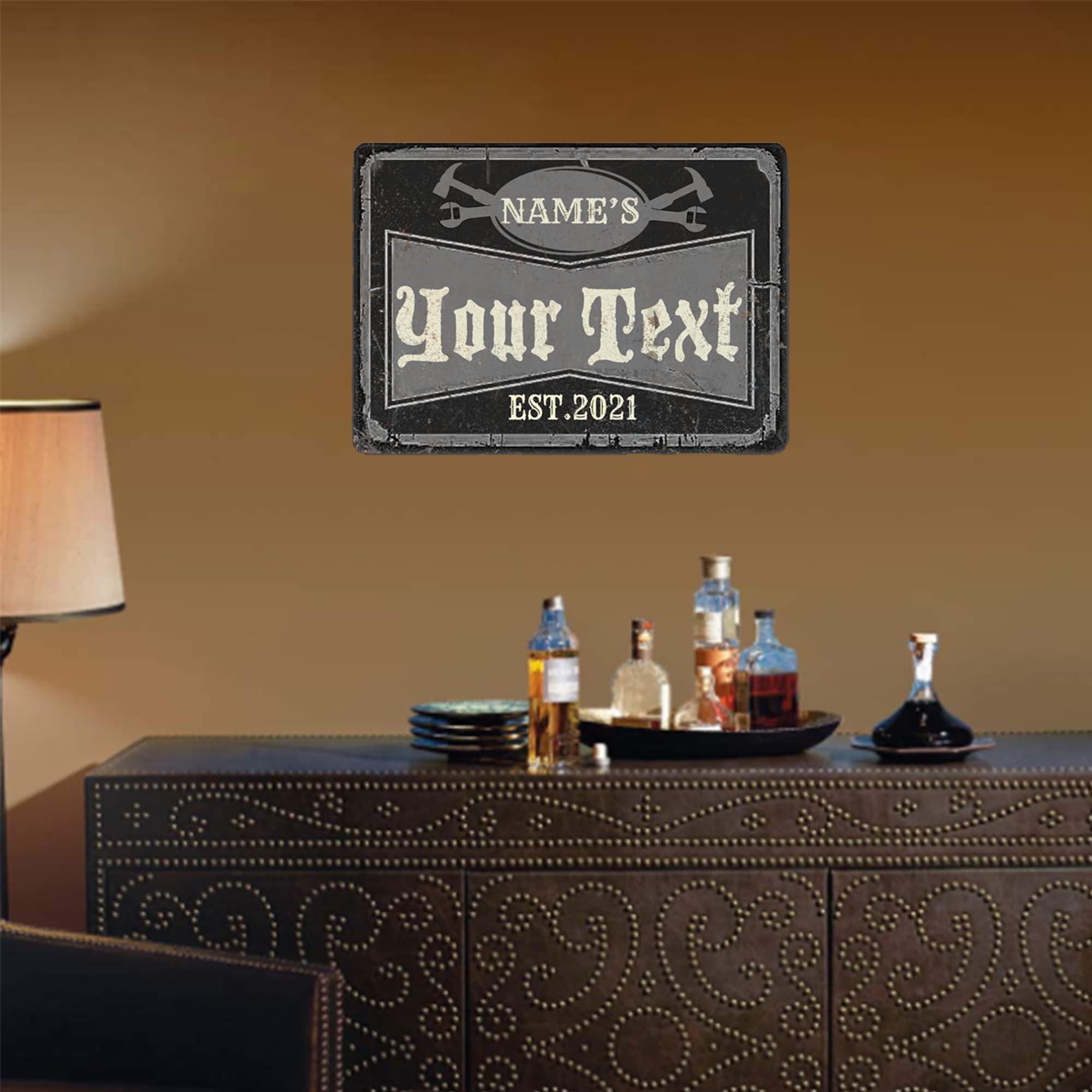 HomeLoft Basics Custom Metal Signs Personalized Retro Wall Art with Your Text for Business Shop Bar Backyard Decor Plate Creative Gifts