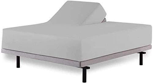 BSC Collection Split Head Flex King Sheet Set 4 Piece, Half Split Sheets Sets For Adjustable Beds, 100% Cotton 800 TC Split King Sheets, Deep Pocket Up To 15 Inches (Light Grey Solid, King/34\" Top Split)