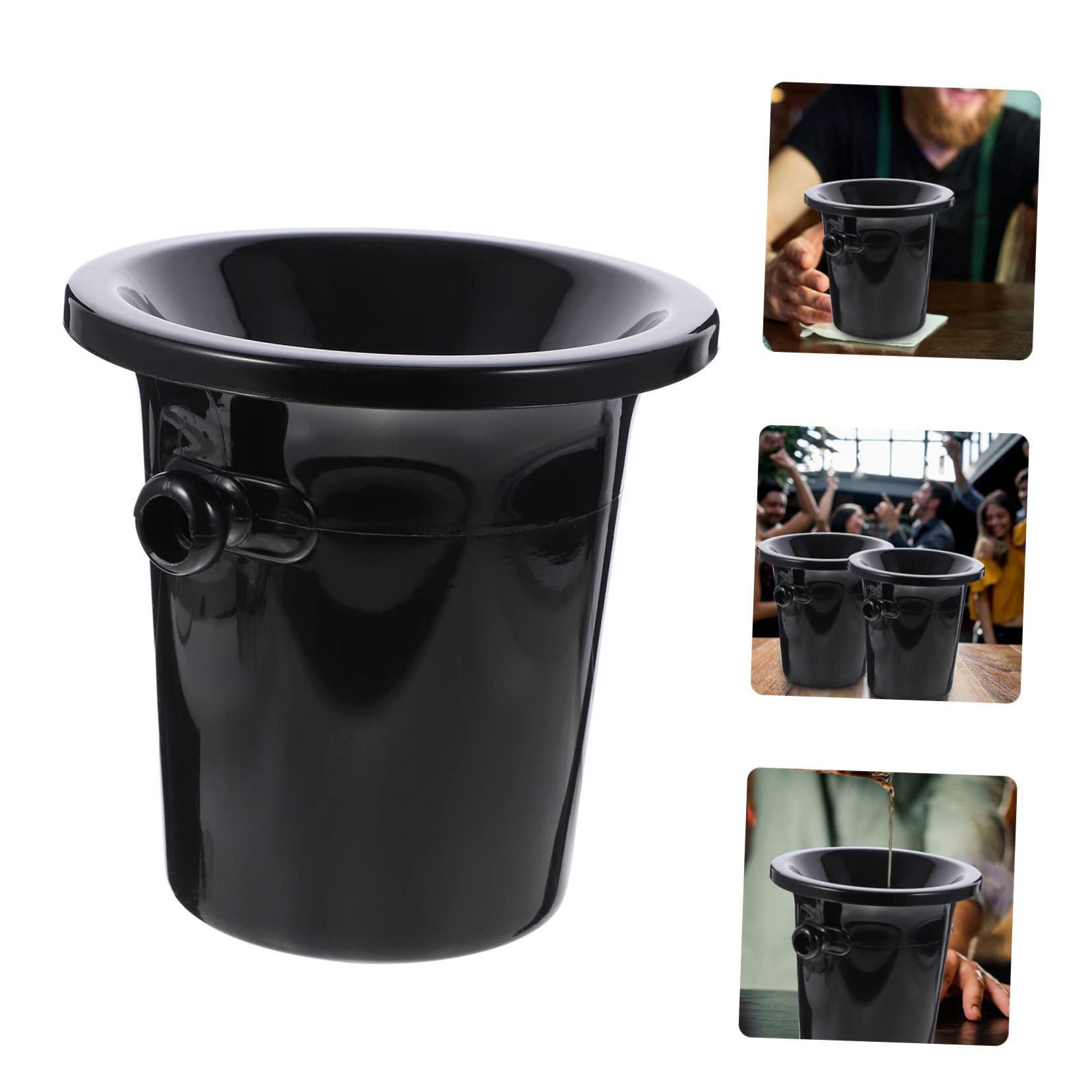 LABRIMP LABRIMP Round Wine Tasting Spittoon Set 3pcs Black Plastic Wine Spittoon Ice Bucket for Bars and Parties