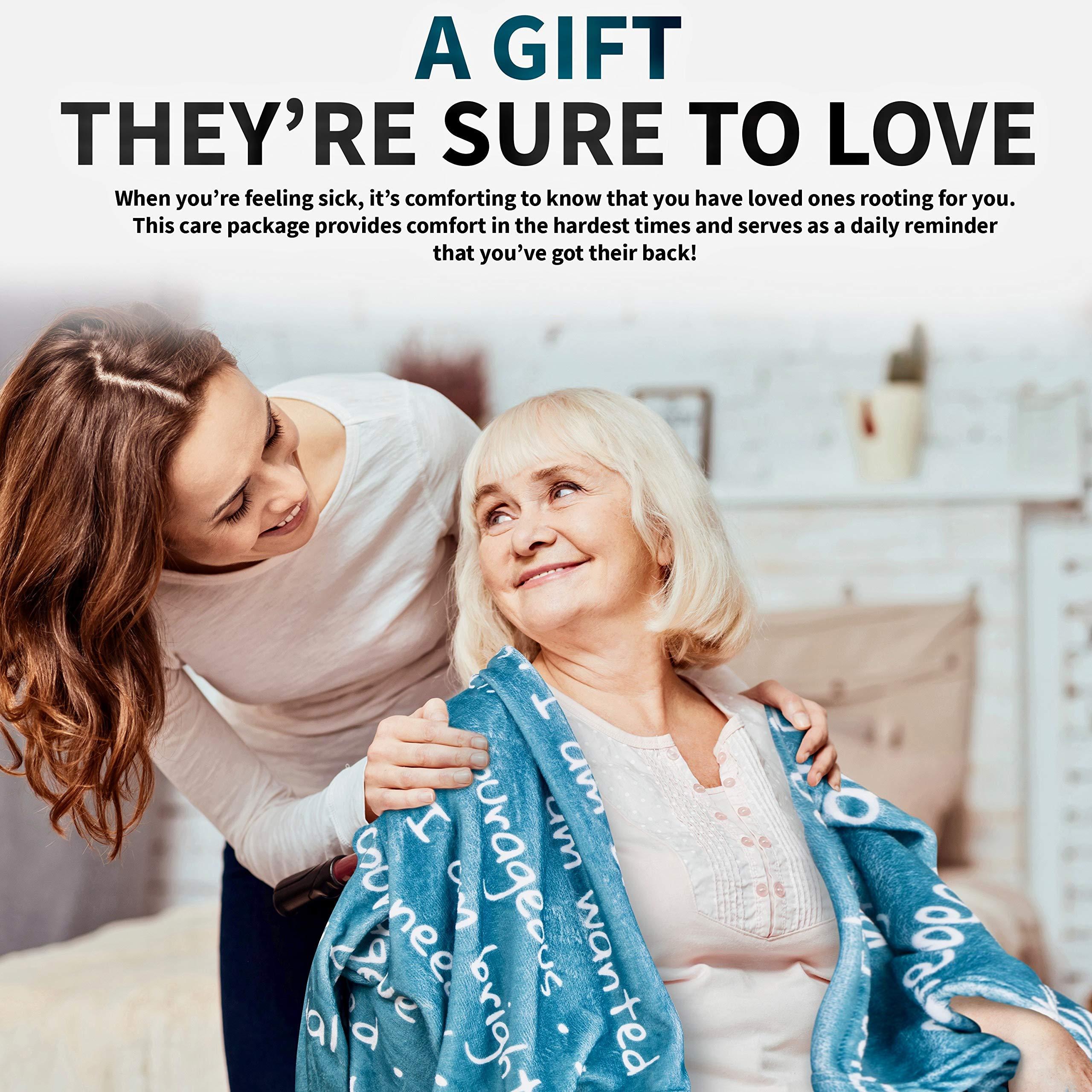 VICTORIAGRACES Luxury Self Care Package Gifts for Women, Cancer, Chemo, Sick, Get Well Soon Set, Feel Better, Sympathy, Friend, Hospital, Birthday, Comfort Basket, Words of Affirmation Blanket