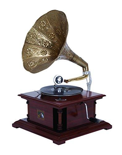 Deco 79 Deco 79 Wood Functional Gramophone with Record, 18" x 16" x 28", Brown