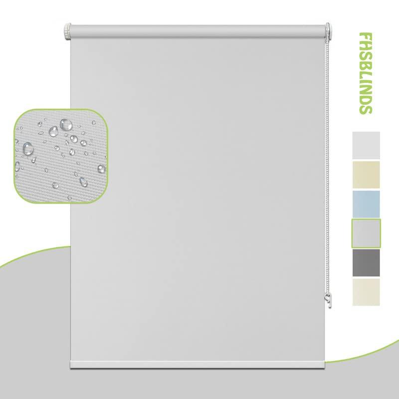 fhsblinds FHSBLINDS No Drill No Tool Blackout Blinds for Windows Roller Window Shades-Custom Cut to Size Window Blinds & Shades for Home Kitchen Bedroom Office (Cool Silver 100% Blackout, 21" W x 80" H)