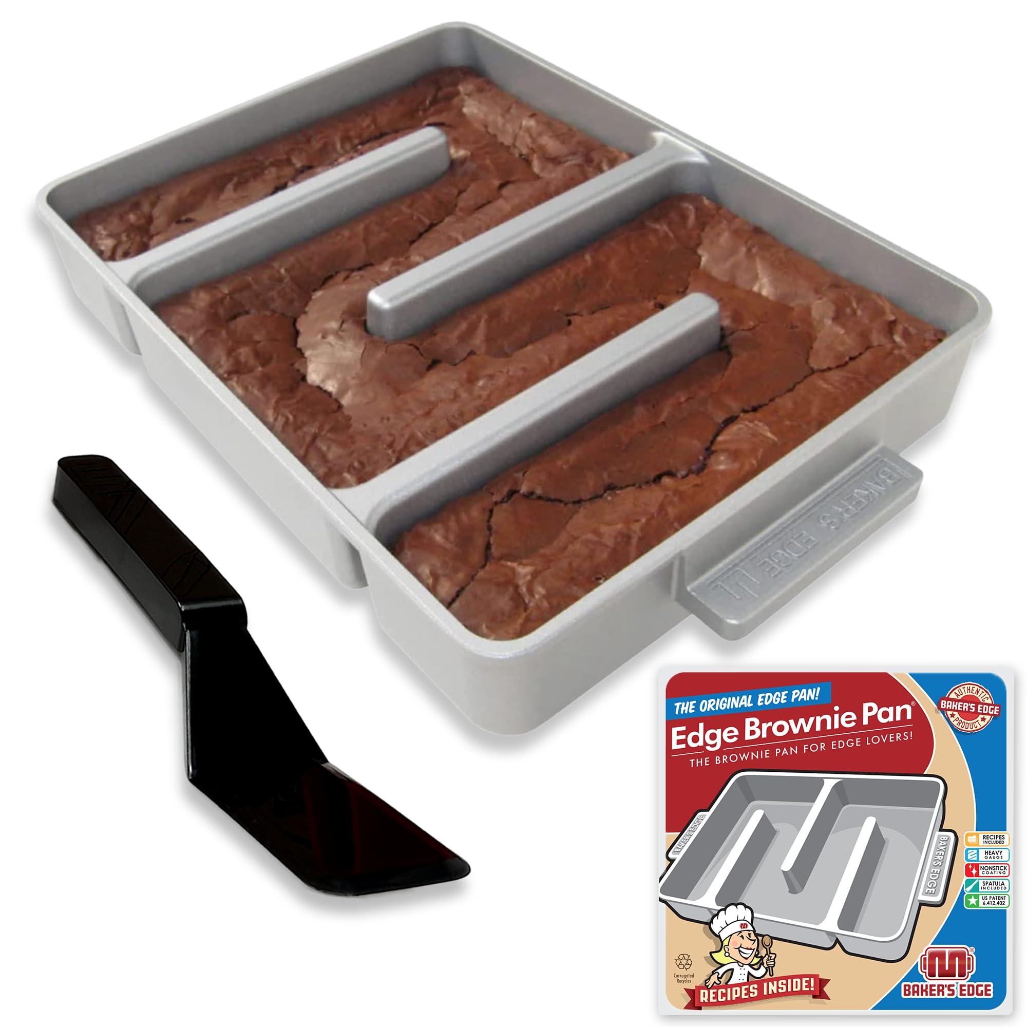 Baker's Edge Baker\'s Edge Brownie Pan, The Original All Edges Brownie Pan for Baking | Premium Doble Nonstick Coating, Heavy Gauge Cast Aluminum Construction, Rectangular 9x12 Size Baking Pan - US Patented Design