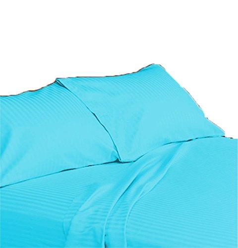 Scala Bedding 100% Egyptian Cotton 600 TC 20 Inch Deep Pocket Sheet Set - King Turquoise Stripe
