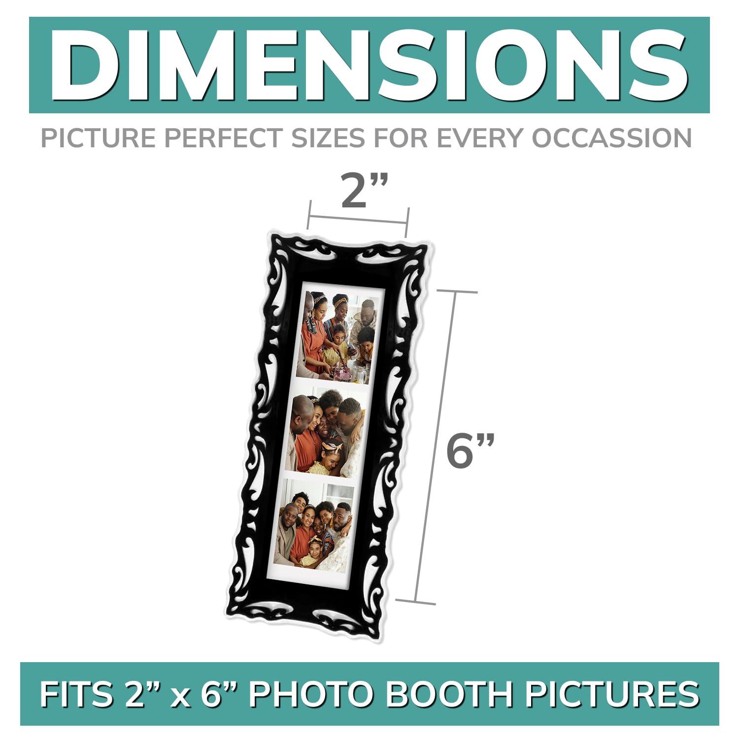 pbf PHOTO BOOTH FRAMES pbf Magnetic Photo Booth Frames for 2x6 Photo Strips | Magnetic Picture Frames for Refrigerator | Fridge Picture Frame Magnets | Magnetic Photo Holders for Locker, Photo Board (Black, 24-Pack)