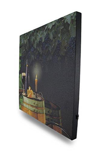 Zeckos Wine by Candle Light Lighted LED Canvas Wall Hanging
