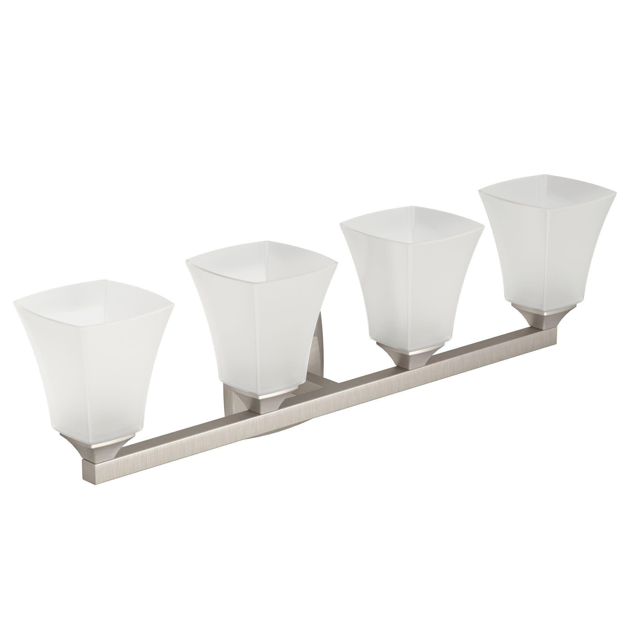 Moen Moen Voss Brushed Nickel Modern 4-Light Dual-Mount Bath Bathroom Vanity Fixture with Frosted Glass, YB5164BN