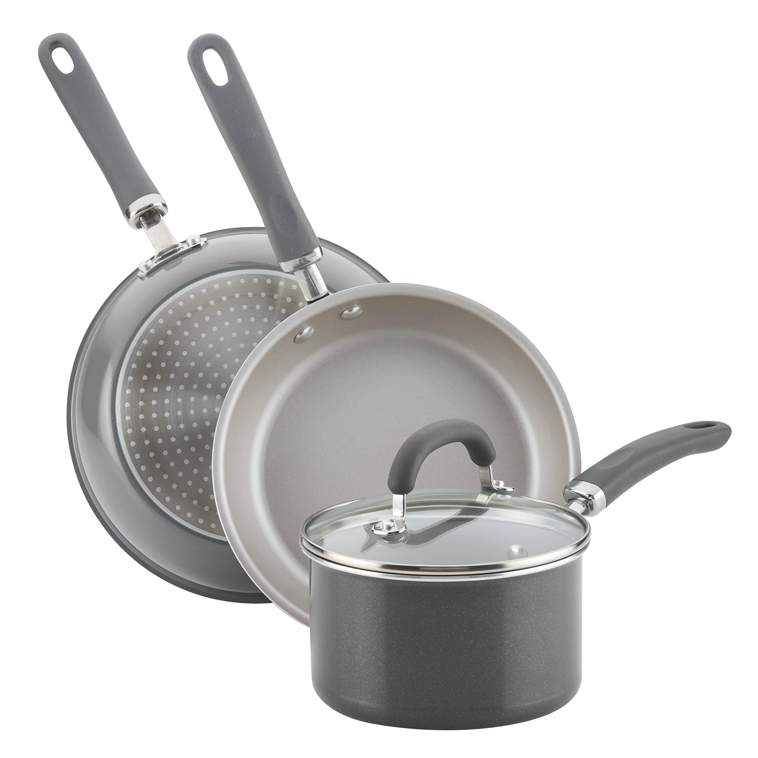 Rachael Ray Rachael Ray Create Delicious Nonstick Cookware Pots and Pans Set, 13 Piece, Gray Shimmer