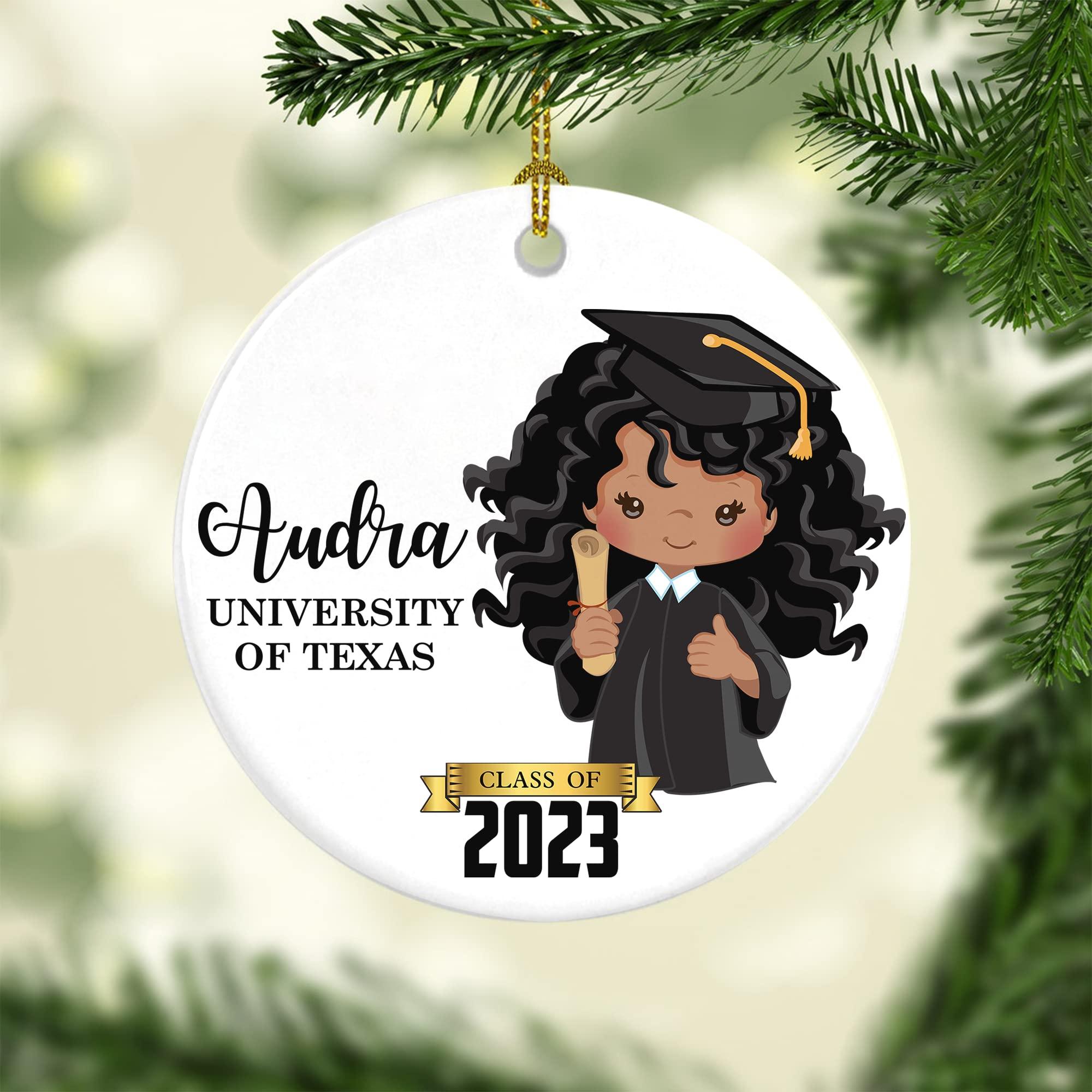 SsofieStore Personalized Graduation Ornament - Custom Graduates Name and School College Class of 2023 Ornament, Senior Year Keepsake