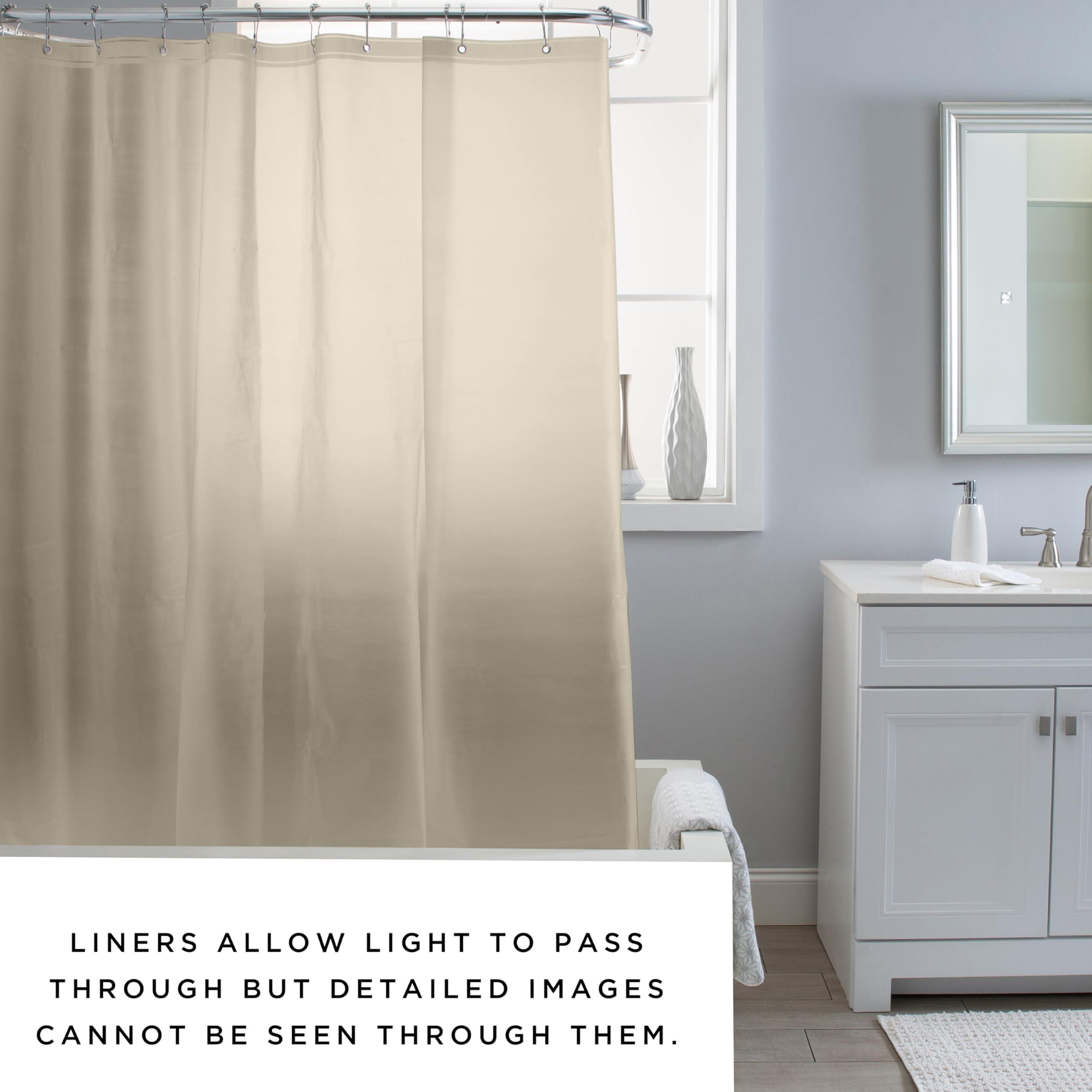 Bath Bliss Bath Bliss PVC Heavy Shower Curtain Liner, 12 Rust Resistant Metal Grommets, 3 Weighted Magnet Hem, 70\"x72\", Beige