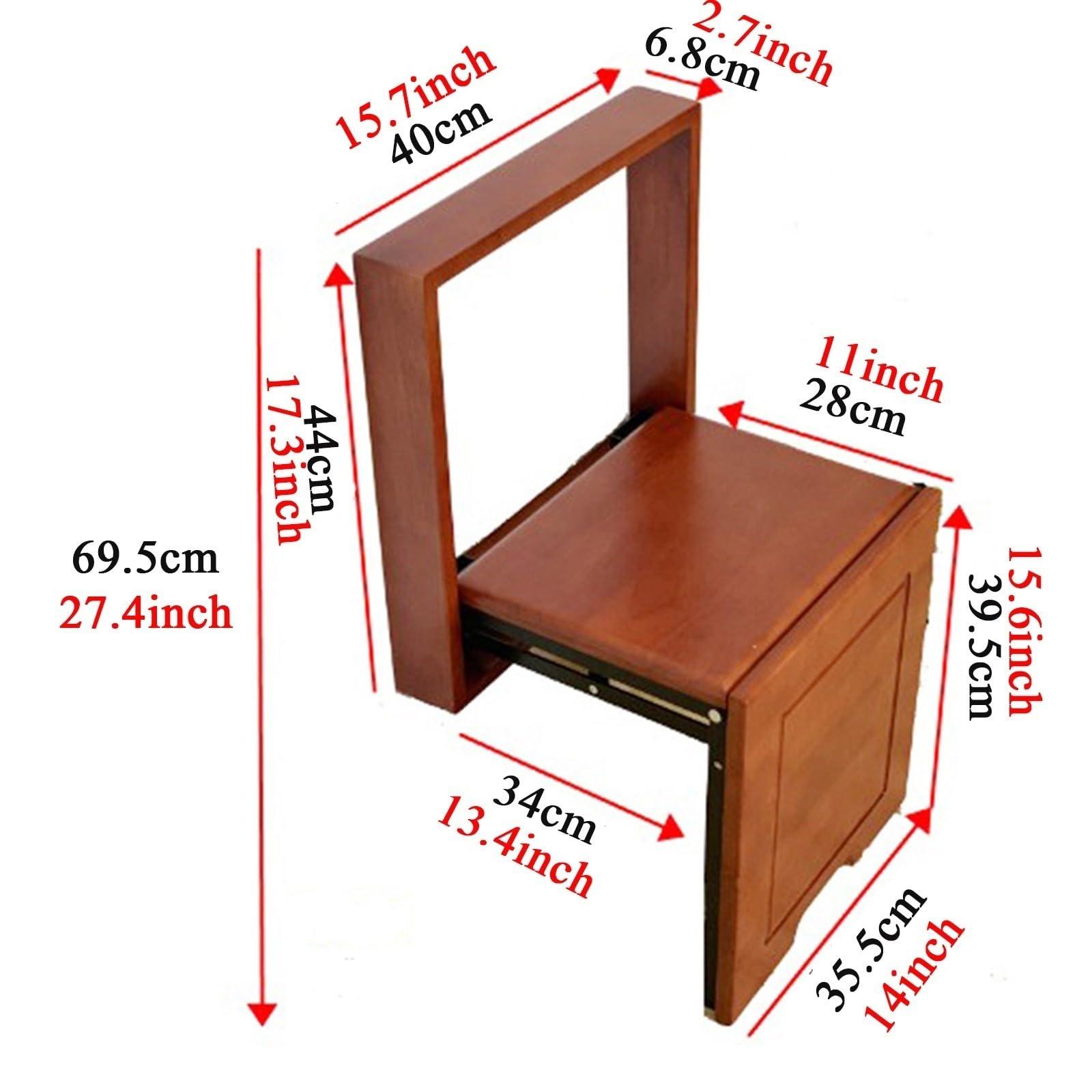 LFIEVO LFIEVO Wall Fold Up Chair Solid Wood Stool 6.8cm Thick Mini Wall Stool 40x40cm Entrance Shoe Changing Stool Porch Wardrobe Balcony Easy to Install (Color : Brown)