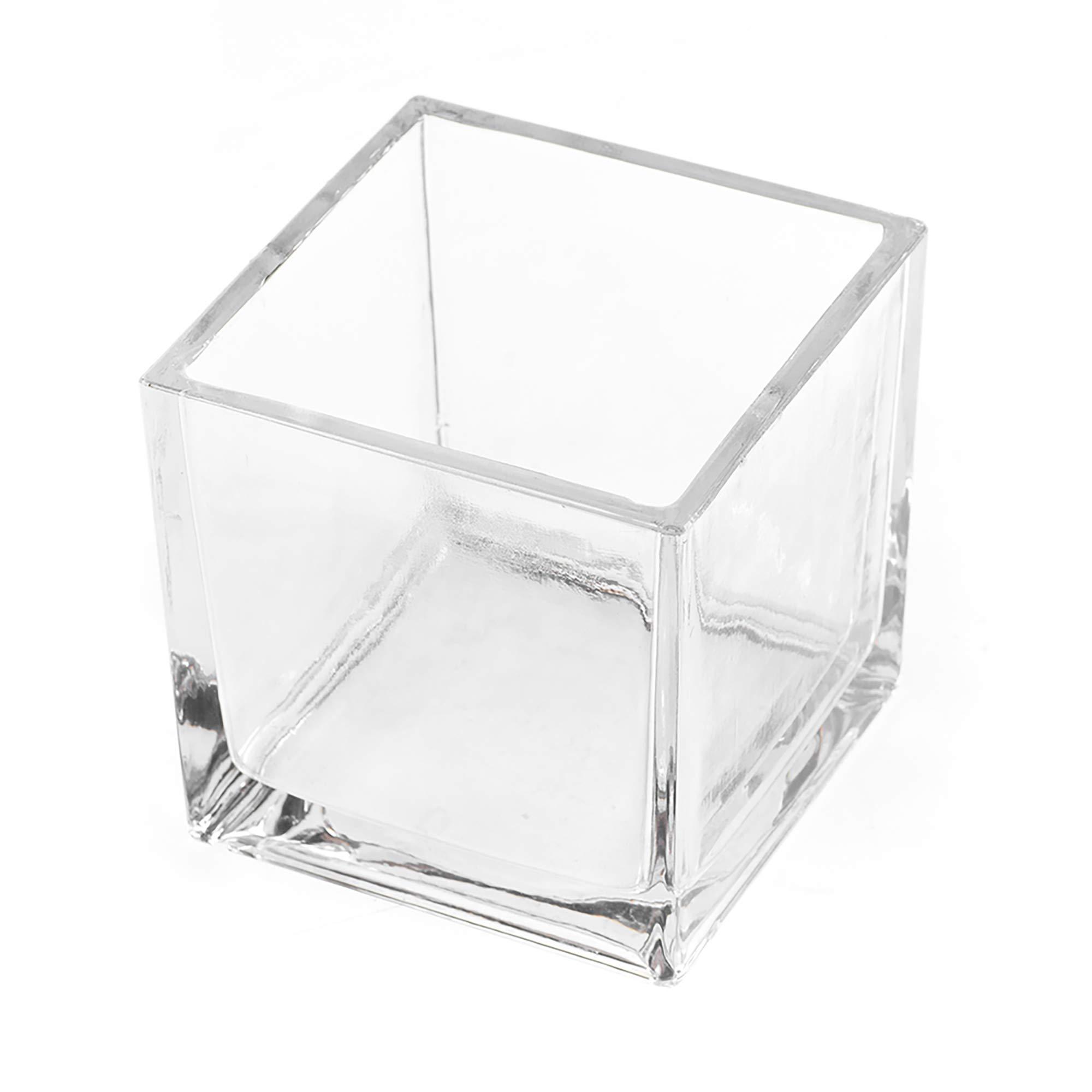 CYS EXCEL CYS EXCEL Clear Glass Cube Vase 6\"x6\"x6\" | Square Wedding Flower Vase Centerpieces | Cubic Glass Candle Holder