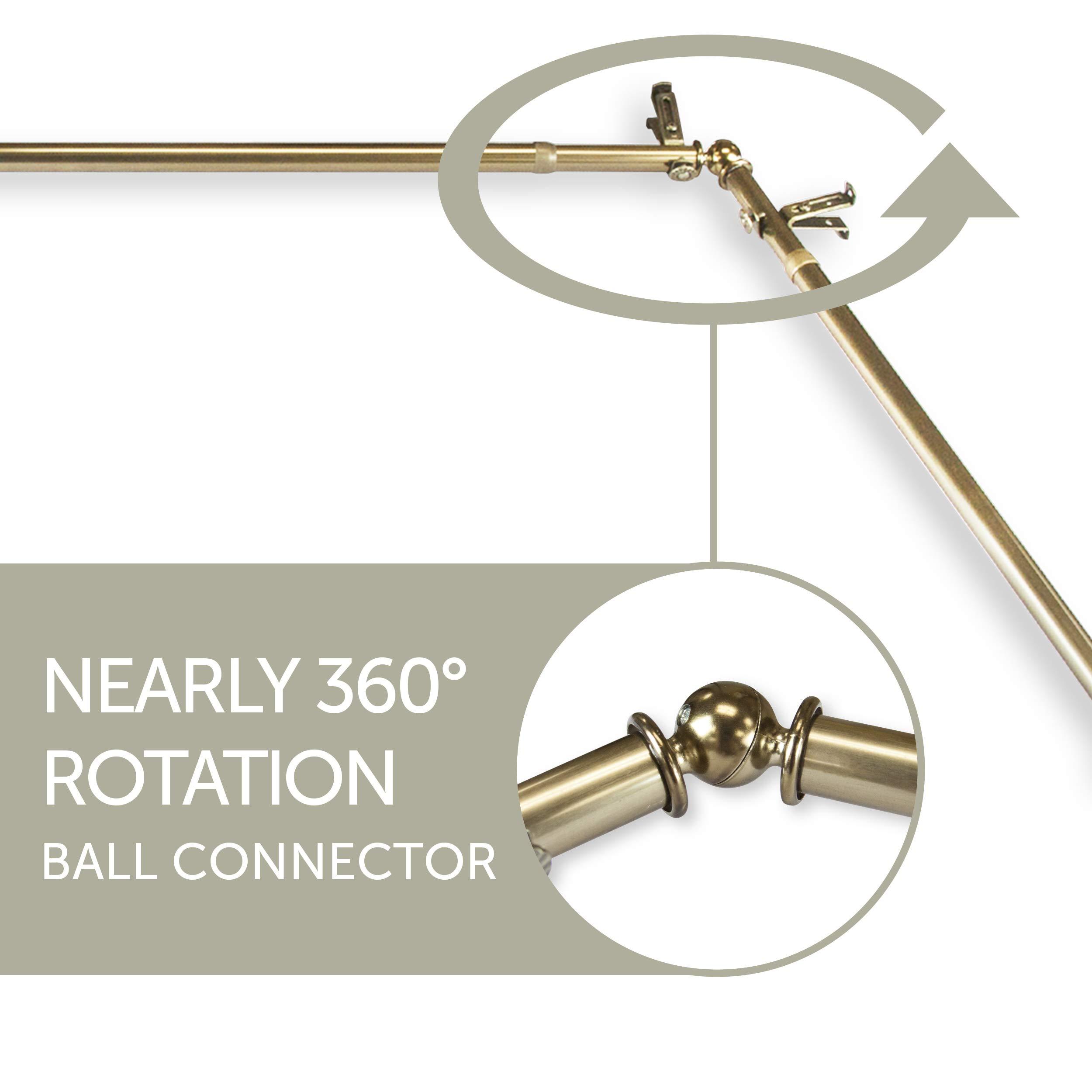 Rod Desyne Rod Desyne 13/16" Nathan Bay Window Double Curtain Rod, 20-36", 38-72", Antique Brass