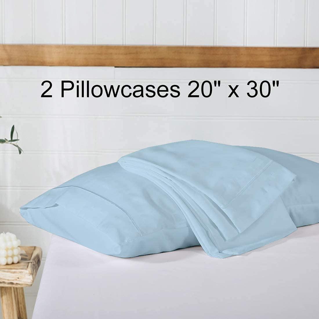 Shreem Linen Short Queen Sheets, RV Sheets Set for Campers, Deep Pockets Fitted RV Bunk Sheets, 4-Piece 1800 Microfiber Bed Sheet Set, Cool & Breathable, RV Queen Sheets (Light Blue, Short Queen)