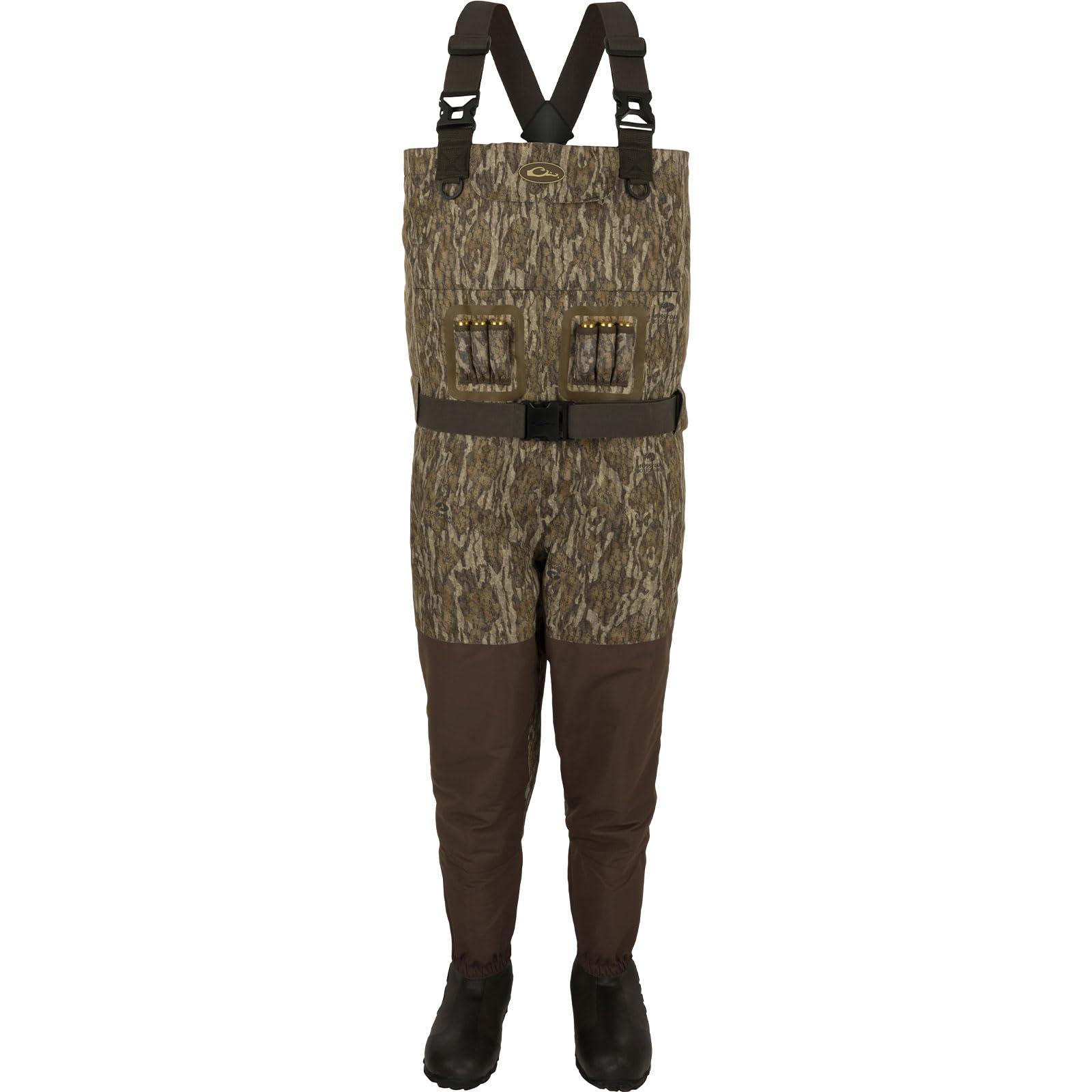 Drake Waterfowl Drake Waterfowl Men's Insulated Guardian Elite Vanguard Breathable Hunting & Fishing Durable Waterproof Windproof Warm Waders, Mossy Oak Bottomland, Upper - XL/Boot - 12