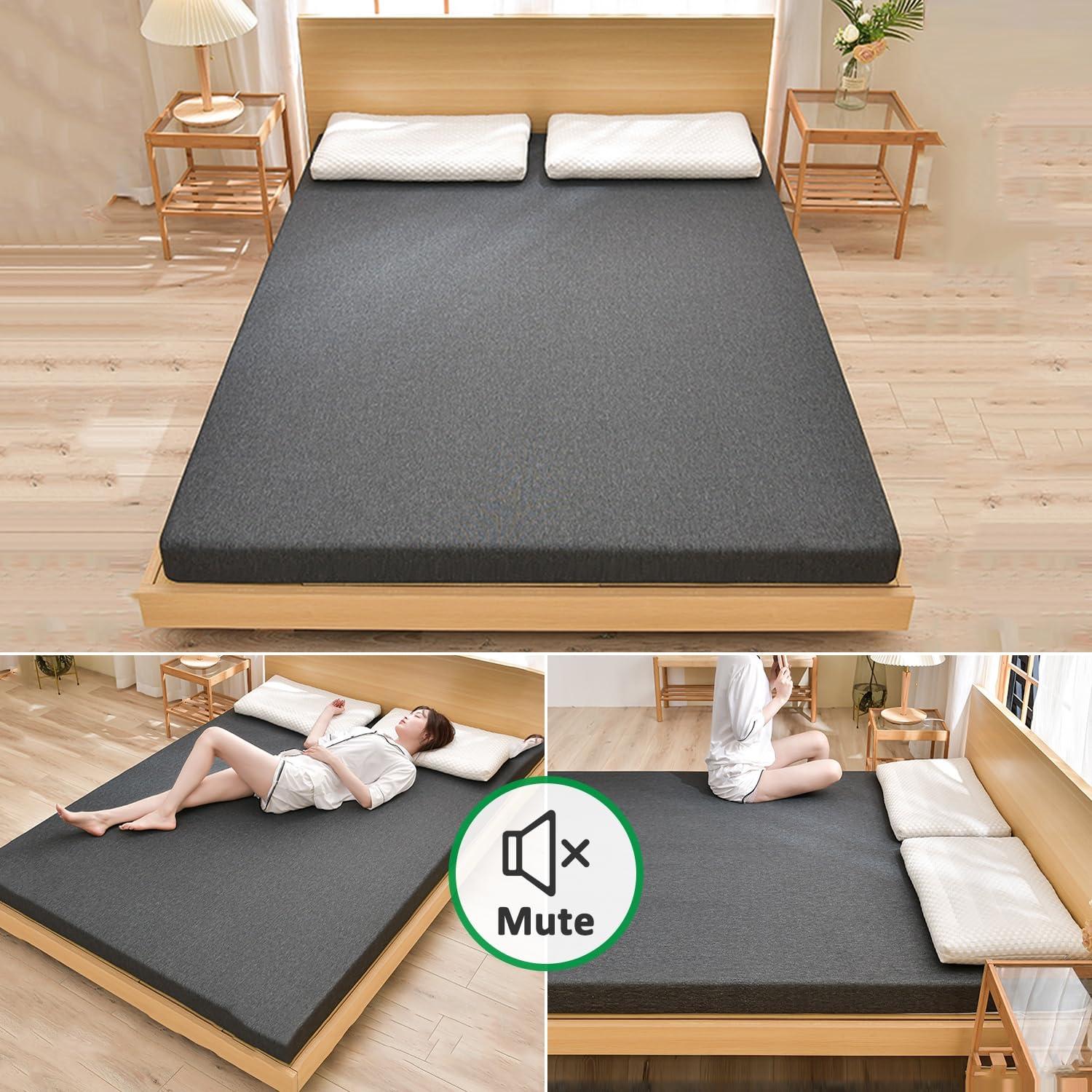 Generic Gel Memory Foam Mattress Topper,Cooling Mattress Pad Topper,Gel Infused Bed Topper with Removable Washable Cover,Memory Foam Mattress Cover,Breathable Futon Topper Pad,Black 3cm,120x190cm