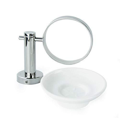 KLAJHHSSSSSSSSS Soap Dish Round Ceramic Stainless Steel Soap Holder with Base Bathroom Wall Hanging Soap Blue Soap Dish Holder for Bathroom Shower Soap