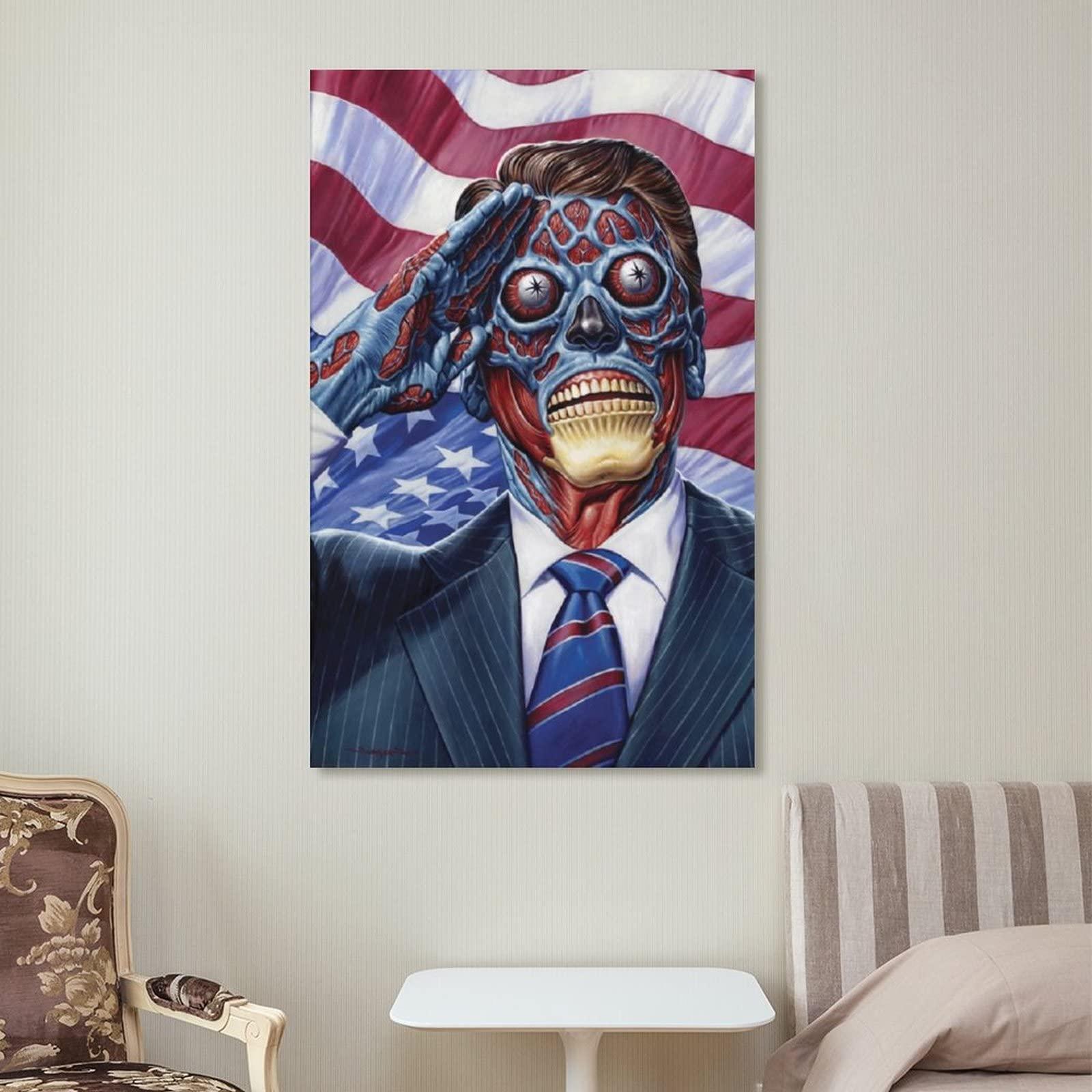 HAUHAU They Live Movie Poster (1) Artworks Canvas Poster Room Aesthetic Wall Art Prints Home Modern Decor Gifts Framed-unframed 20x30inch(50x75cm)