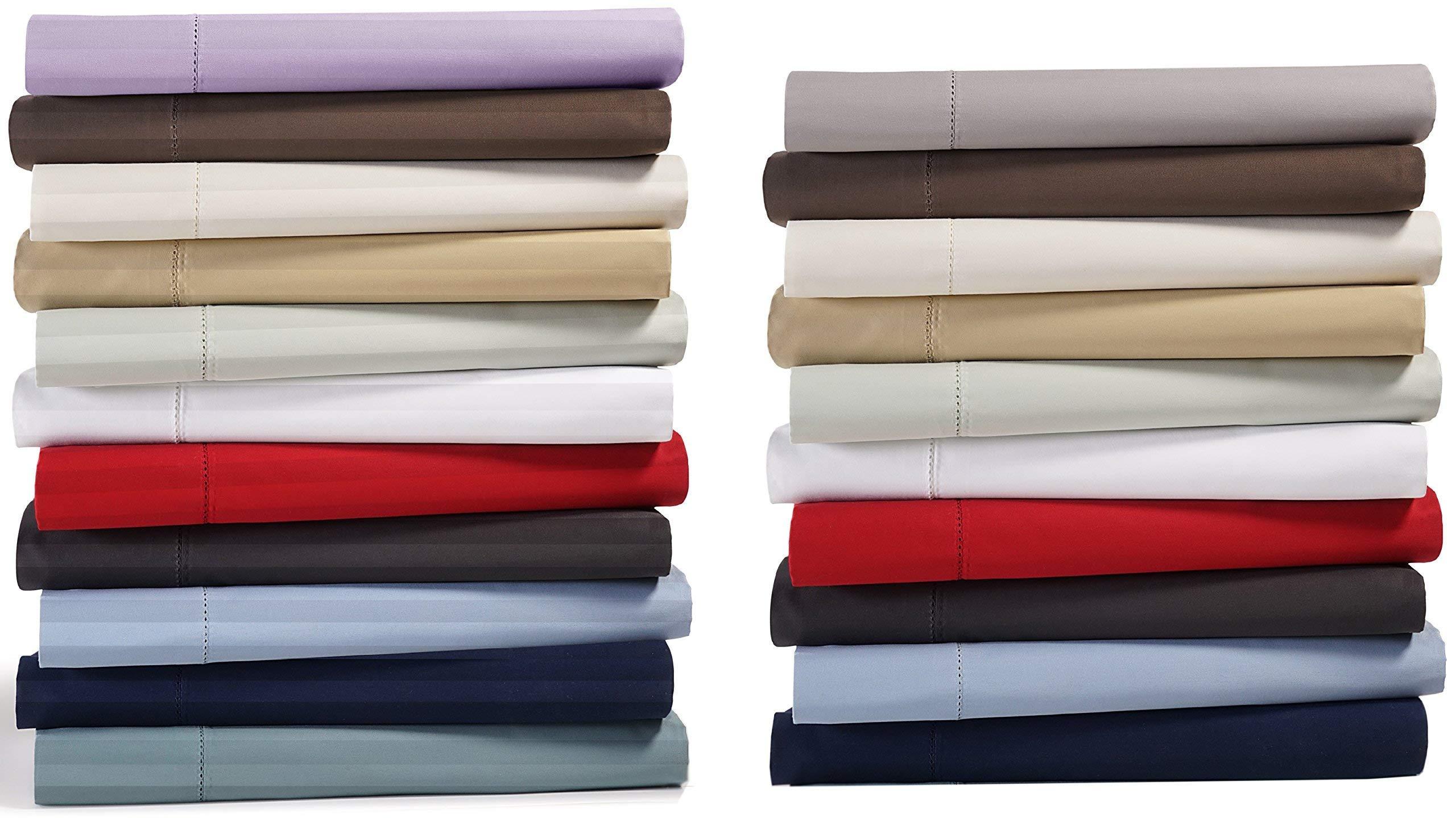Plaza Cotton Collection Heavy 1500 Thread Count Egyptian Cotton Cal King Size 4-PCs Bed Sheets Set (1 Fitted, 1 Flat, 2 Pillowcase) Fits 18-21\" Deep Pocket, (Solid, Red)