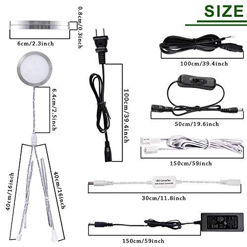 AIBOO AIBOO Linkable Under Cabinet LED Lighting 12V Dimmable Puck Lights with Wireless RF Remote Control, Hardwired & Wall Plug in for Counter Lighting(6 Lights, Warm White)